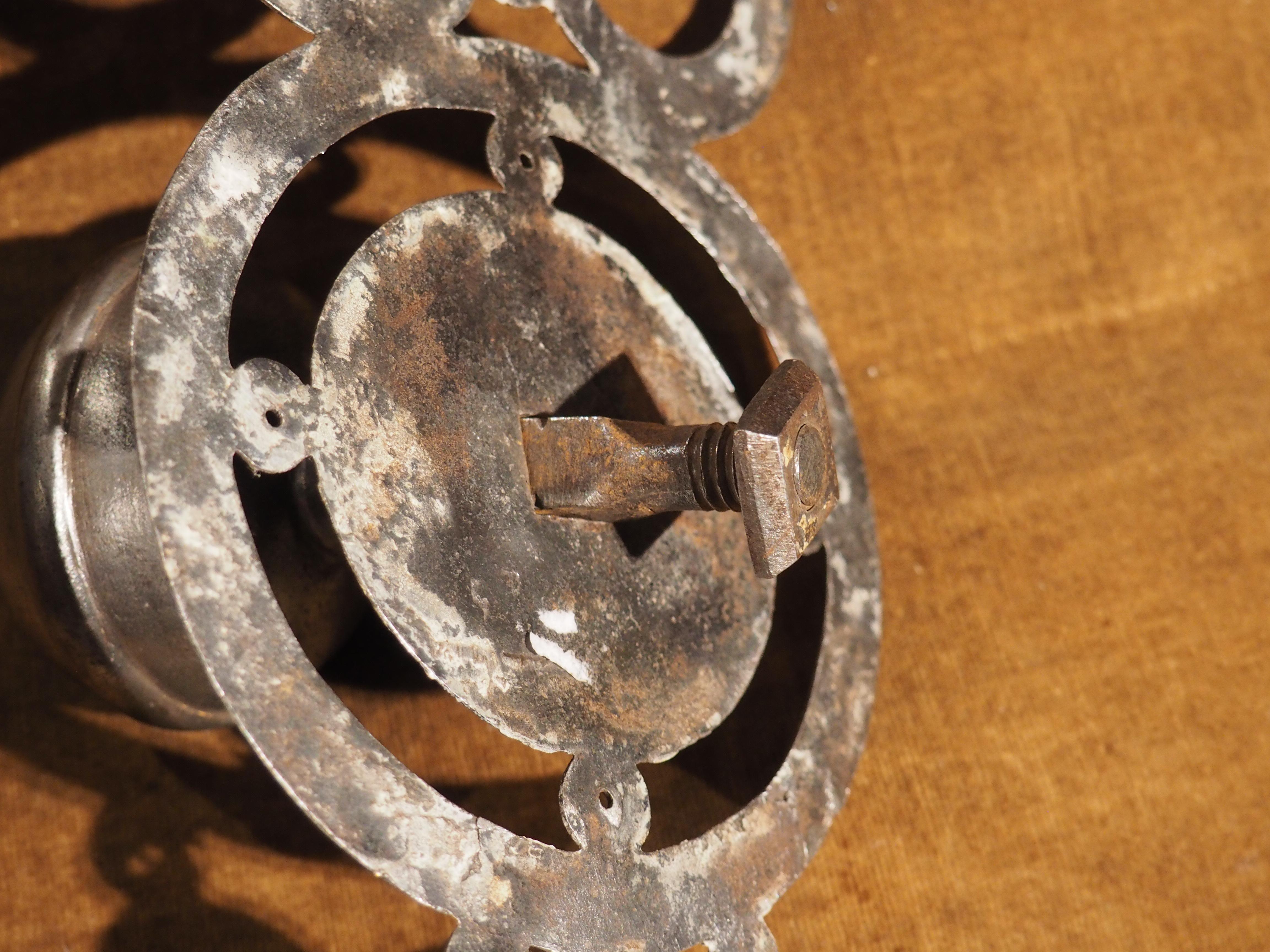 18th Century French Steel Door Pull with Backplate For Sale at 1stDibs