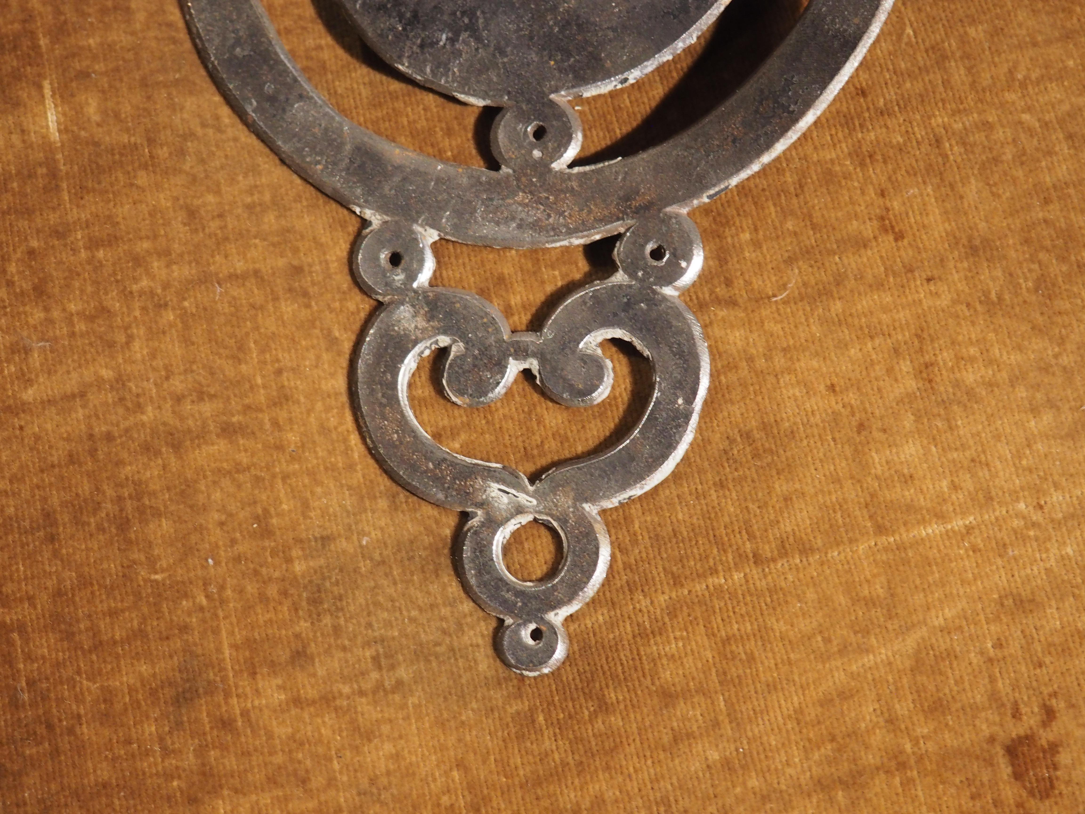 18th Century French Steel Door Pull with Backplate For Sale at 1stDibs