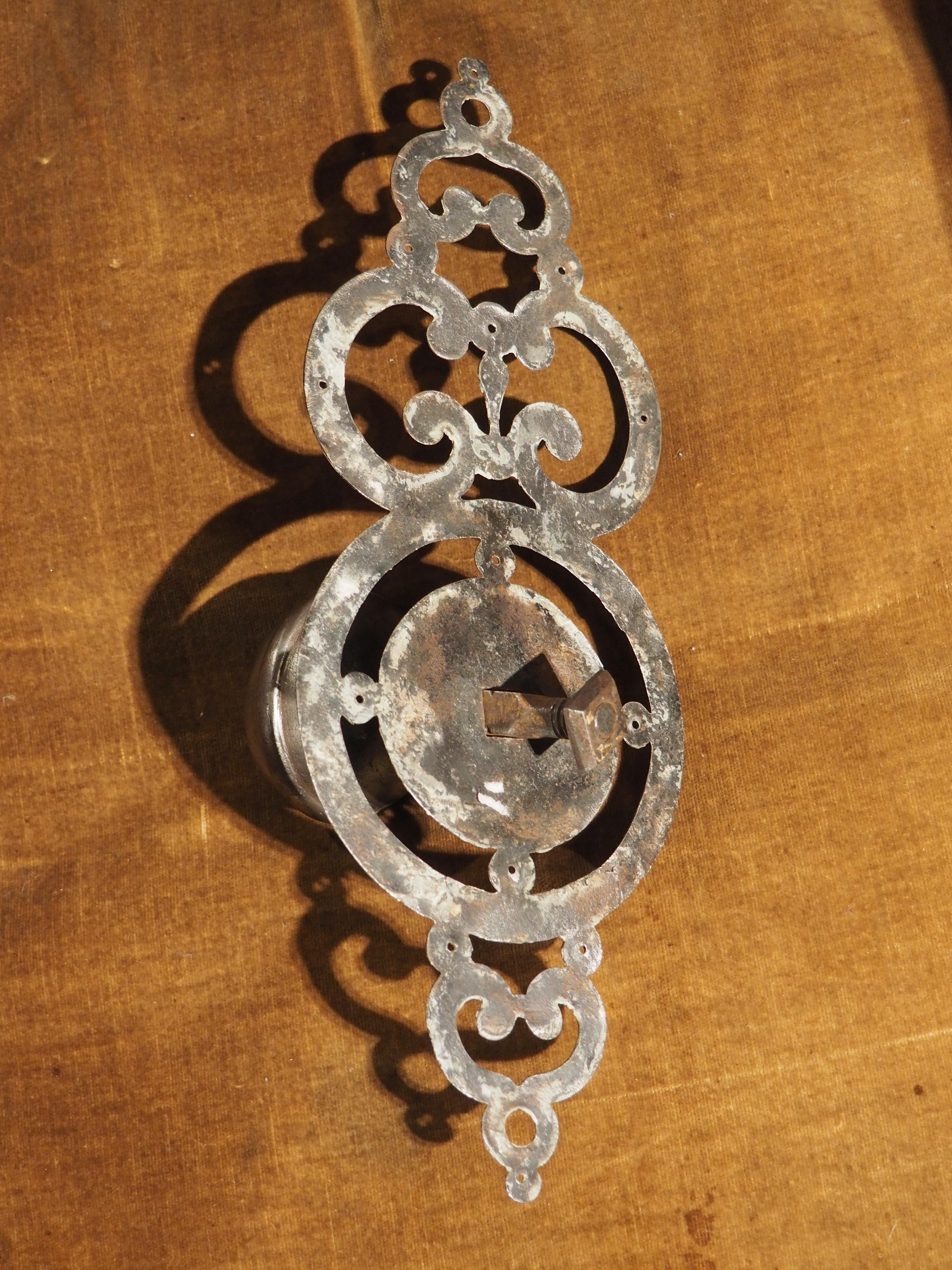 18th Century French Steel Door Pull with Backplate For Sale at 1stDibs
