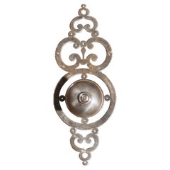 18th Century French Steel Door Pull with Backplate