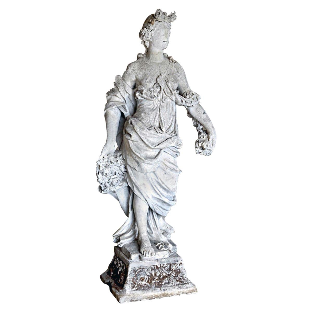 18th Century French Stone Statue of Flora For Sale