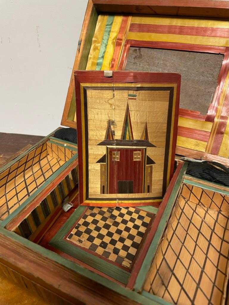 18th Century French Straw Marquetry, 'Marqueterie de Paille' Work Box For Sale 7