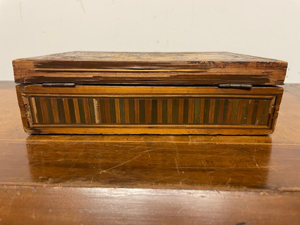 Caja de trabajo de marquetería de paja francesa del siglo XVIII, 'Marqueterie de Paille en venta 10