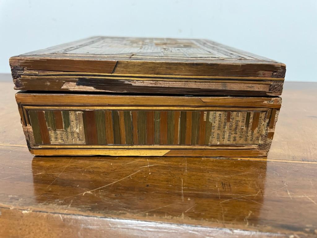 18. Jahrhundert Französisch Stroh Intarsien, 'Marqueterie de Paille' Arbeit Box im Angebot 13