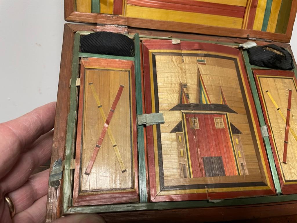 18. Jahrhundert Französisch Stroh Intarsien, 'Marqueterie de Paille' Arbeit Box im Angebot 15