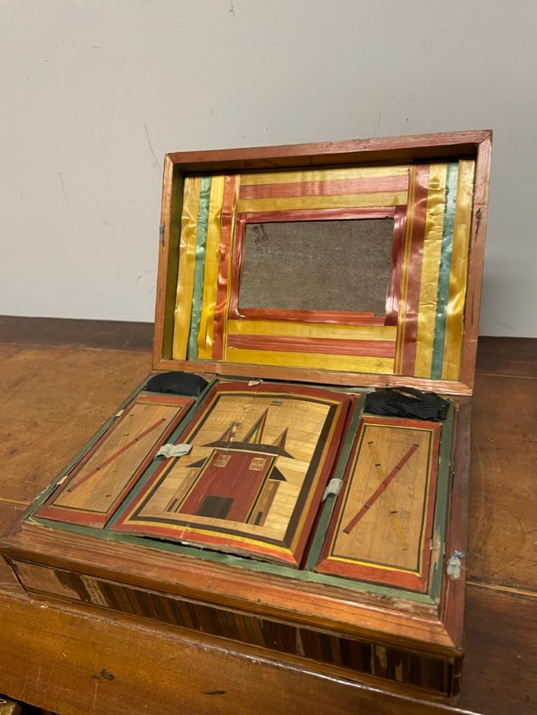 Caja de trabajo de marquetería de paja francesa del siglo XVIII, 'Marqueterie de Paille Paja en venta