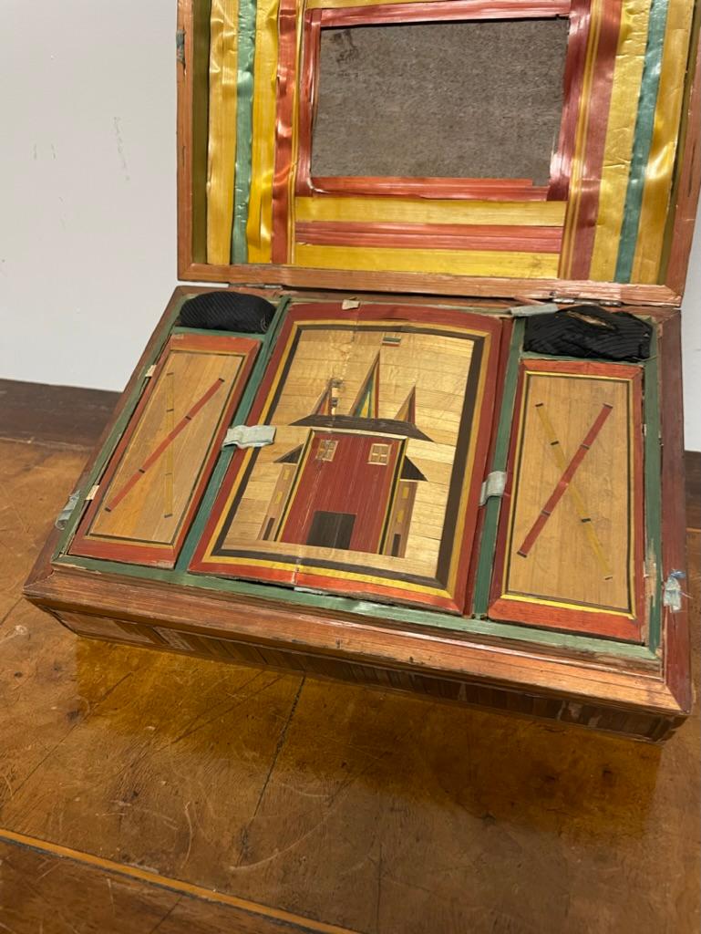 Caja de trabajo de marquetería de paja francesa del siglo XVIII, 'Marqueterie de Paille en venta 2