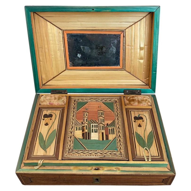18th Century French Straw Marquetry, 'Marqueterie de Paille' Work Box
