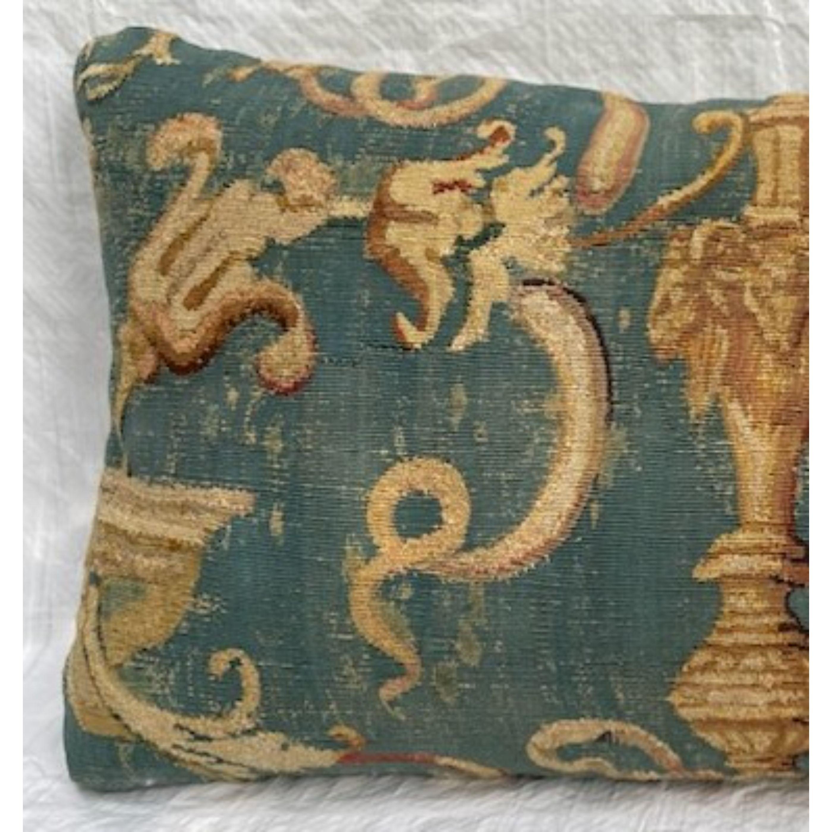 18th Century French Tapestry Pillow 25'' X 13'', handmade 18th Century Piece