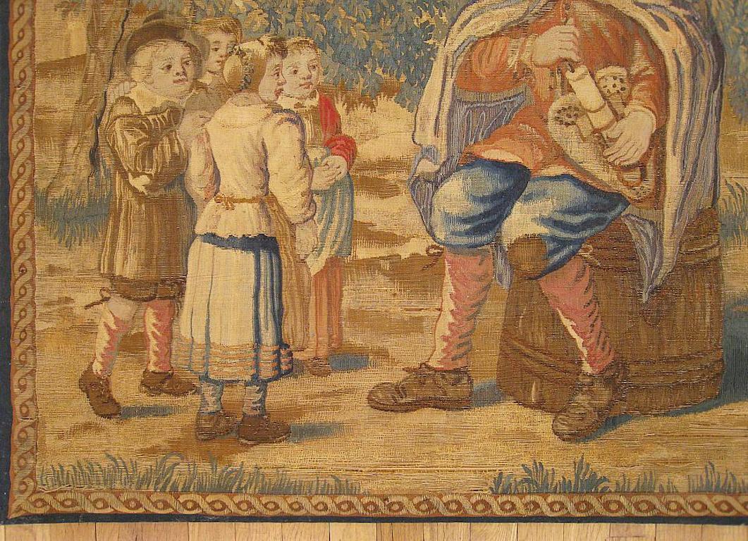 Framed 18th Cent. French Rustic Tapestry, a Pedant Instructing Children in Music In Good Condition For Sale In New York, NY