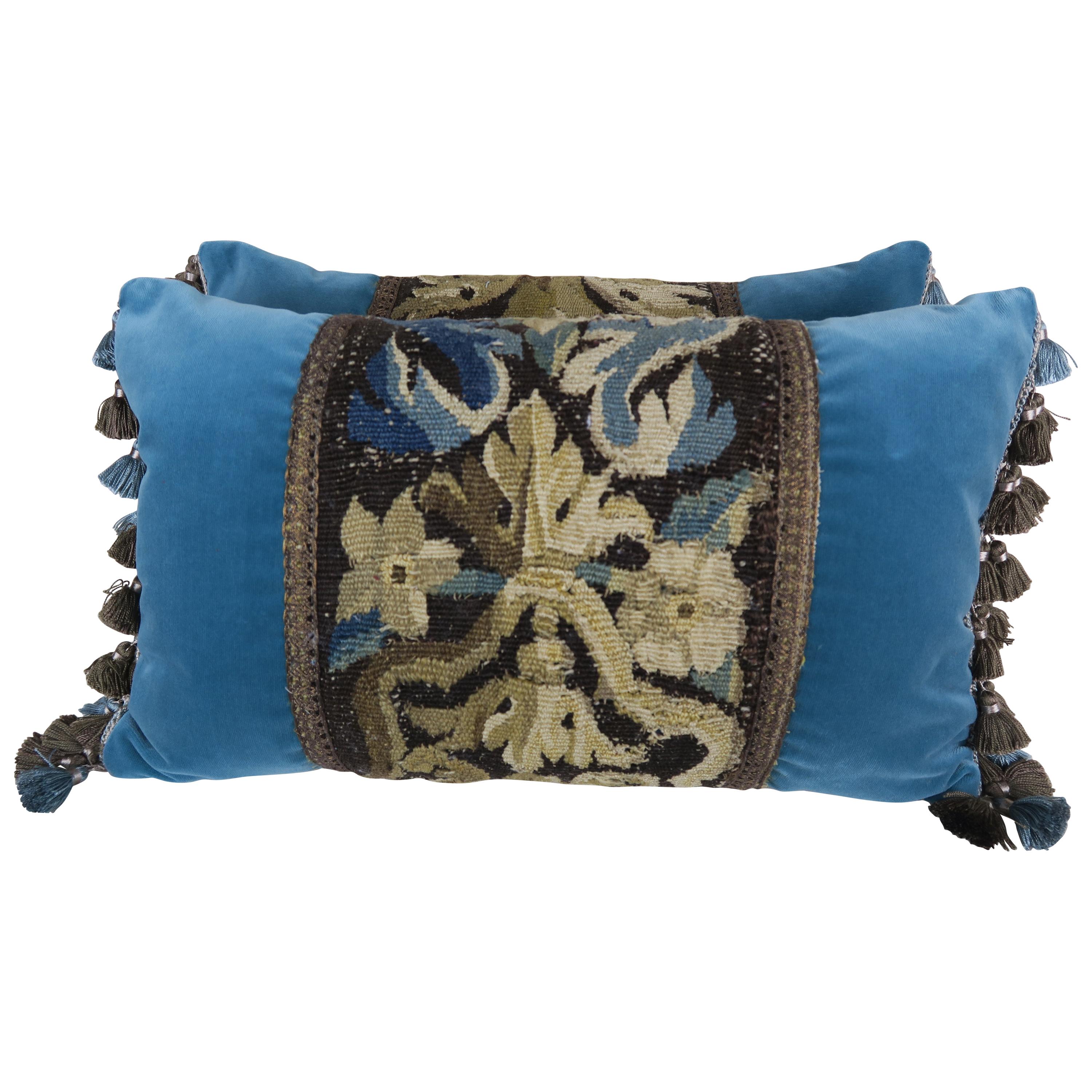 18th Century French Tapestry Pillows with Tassel Fringe Detail