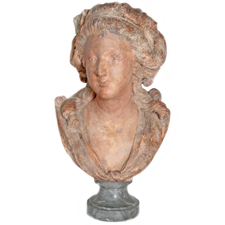 18th Century French Terracotta Bust From The Studio Of Lemoyne At 1stDibs