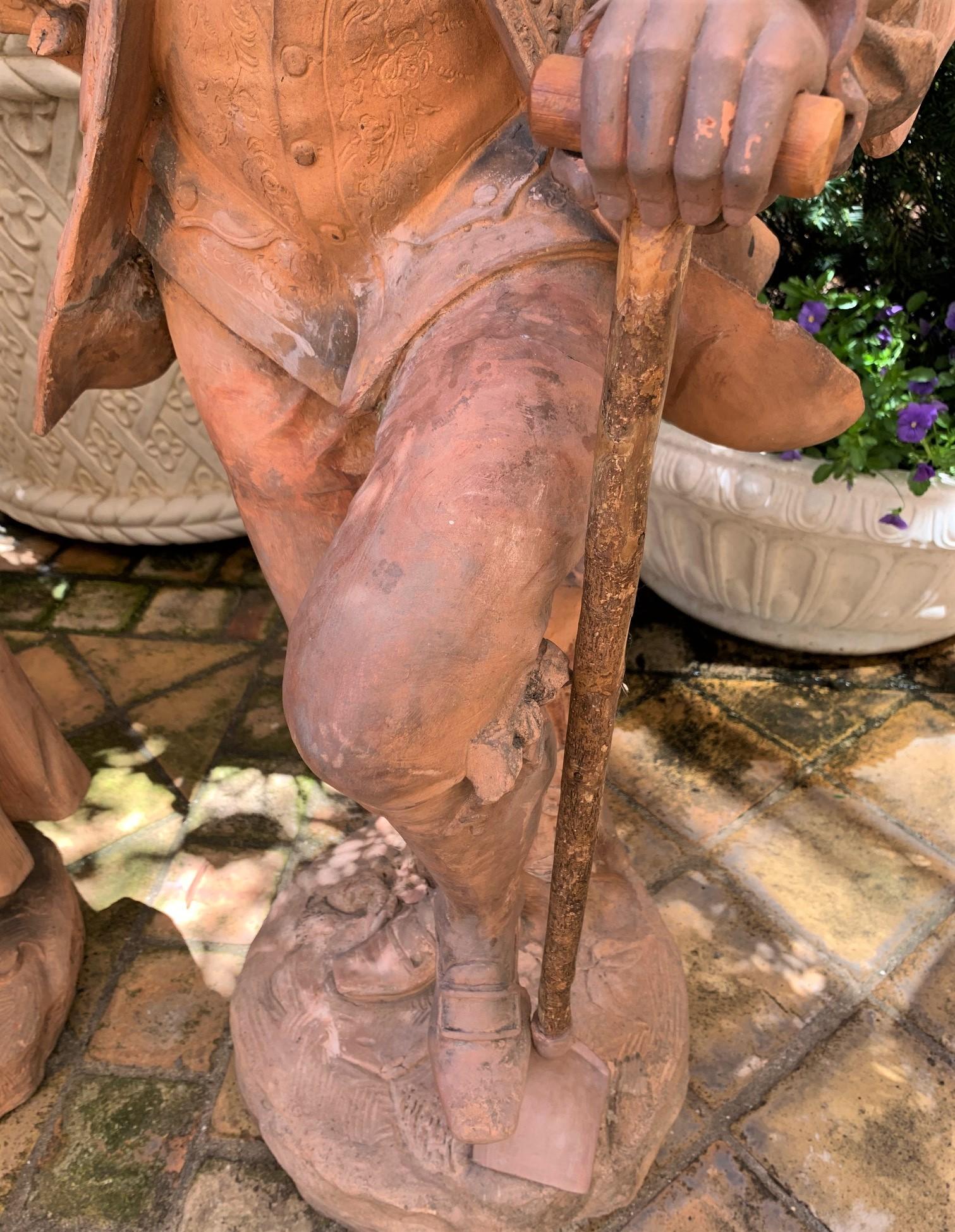 18th Century French Terracotta Figurative Sculptures, Pair 1