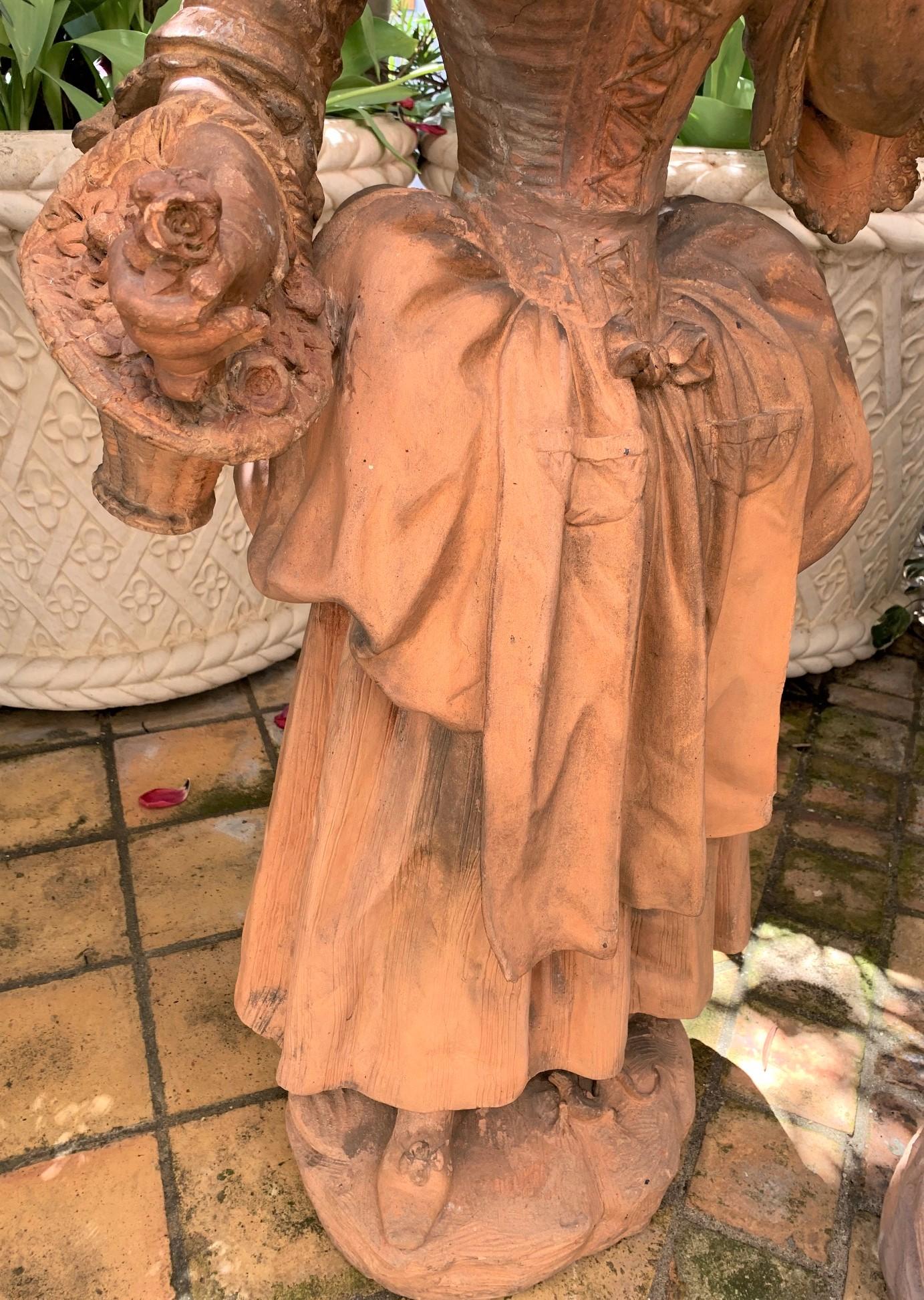 18th Century French Terracotta Figurative Sculptures, Pair 3