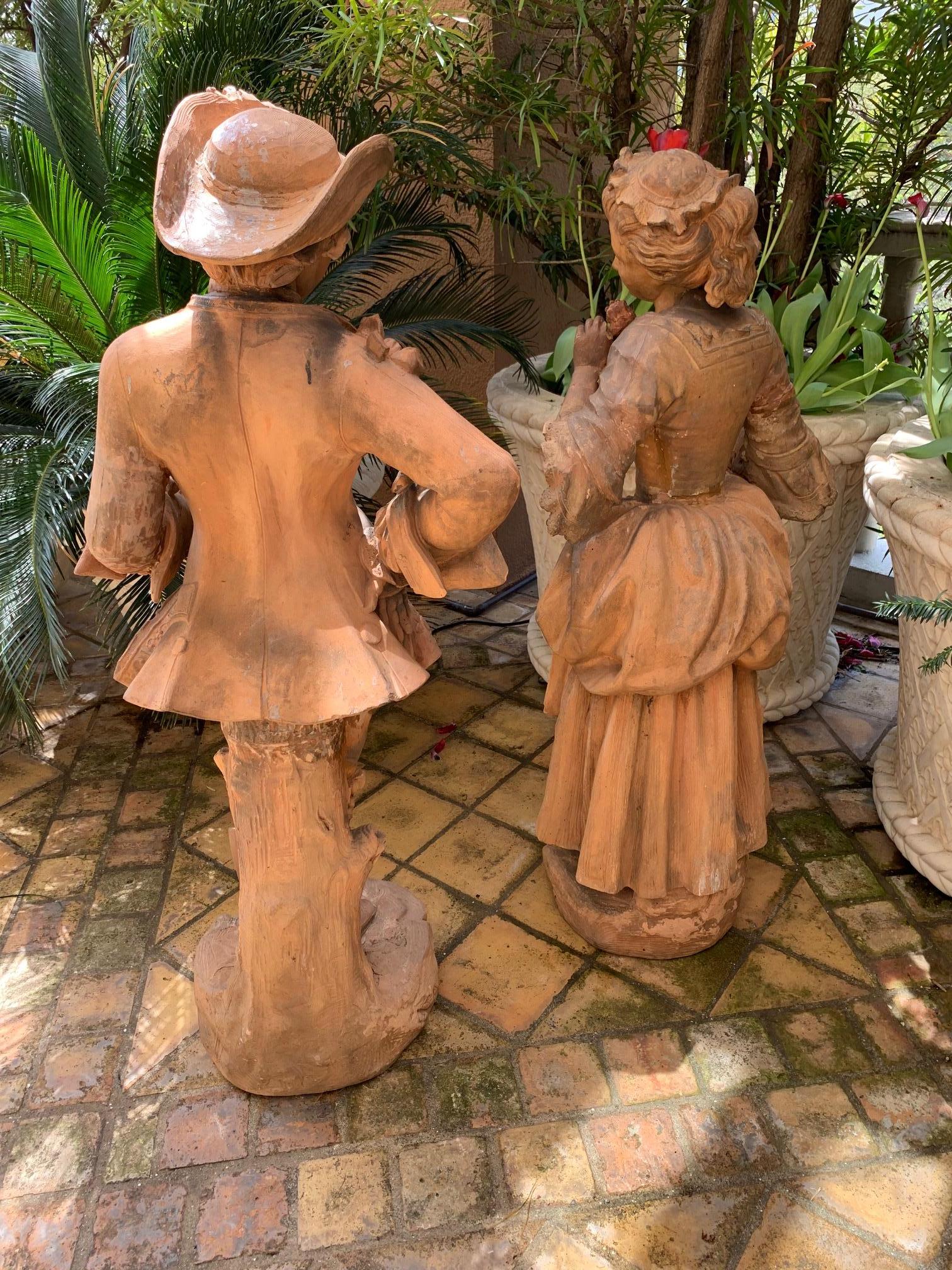 18th Century French Terracotta Figurative Sculptures, Pair 5
