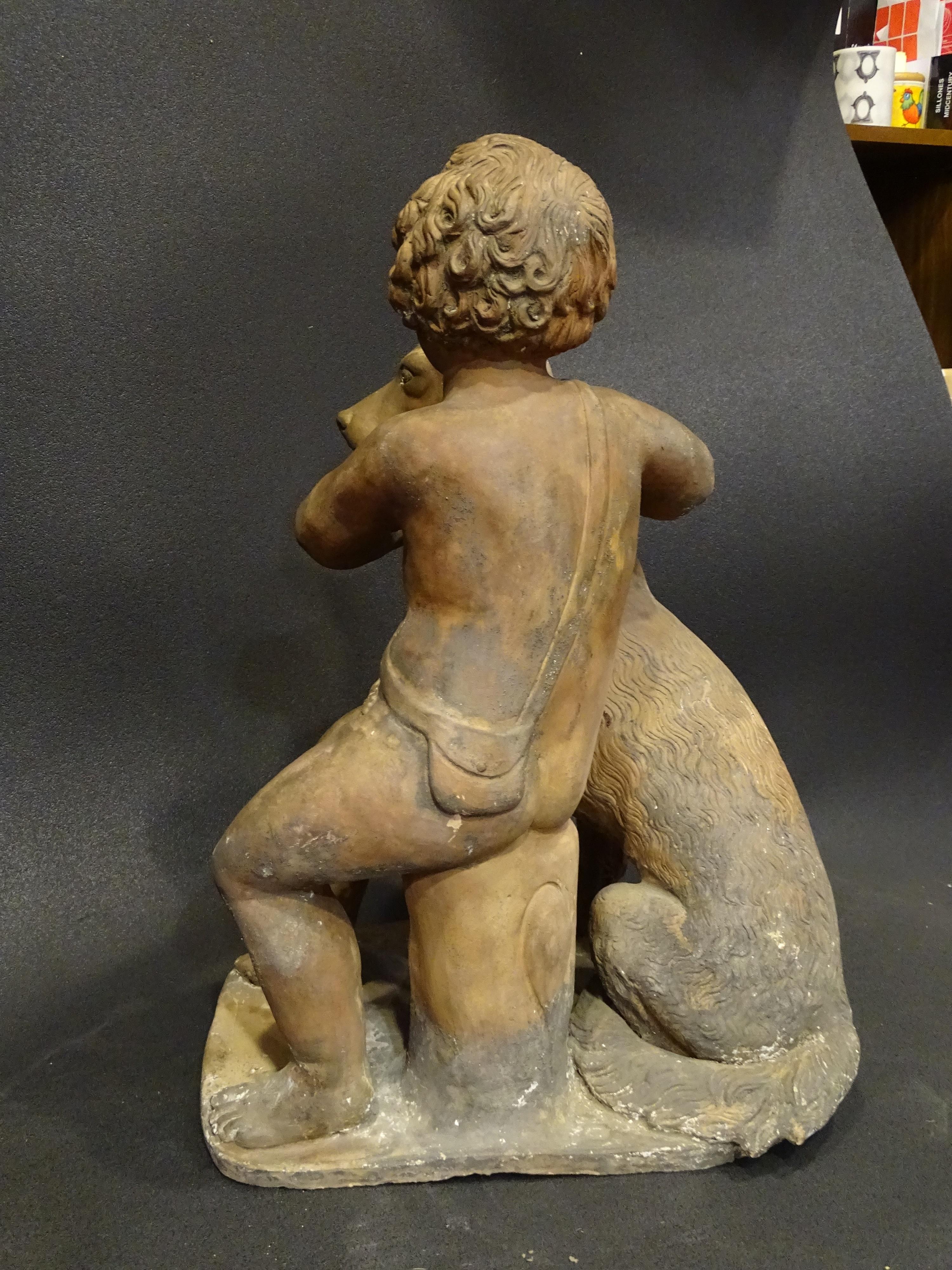 18th Century French Terracotta Sculpture, Child with Dog 6