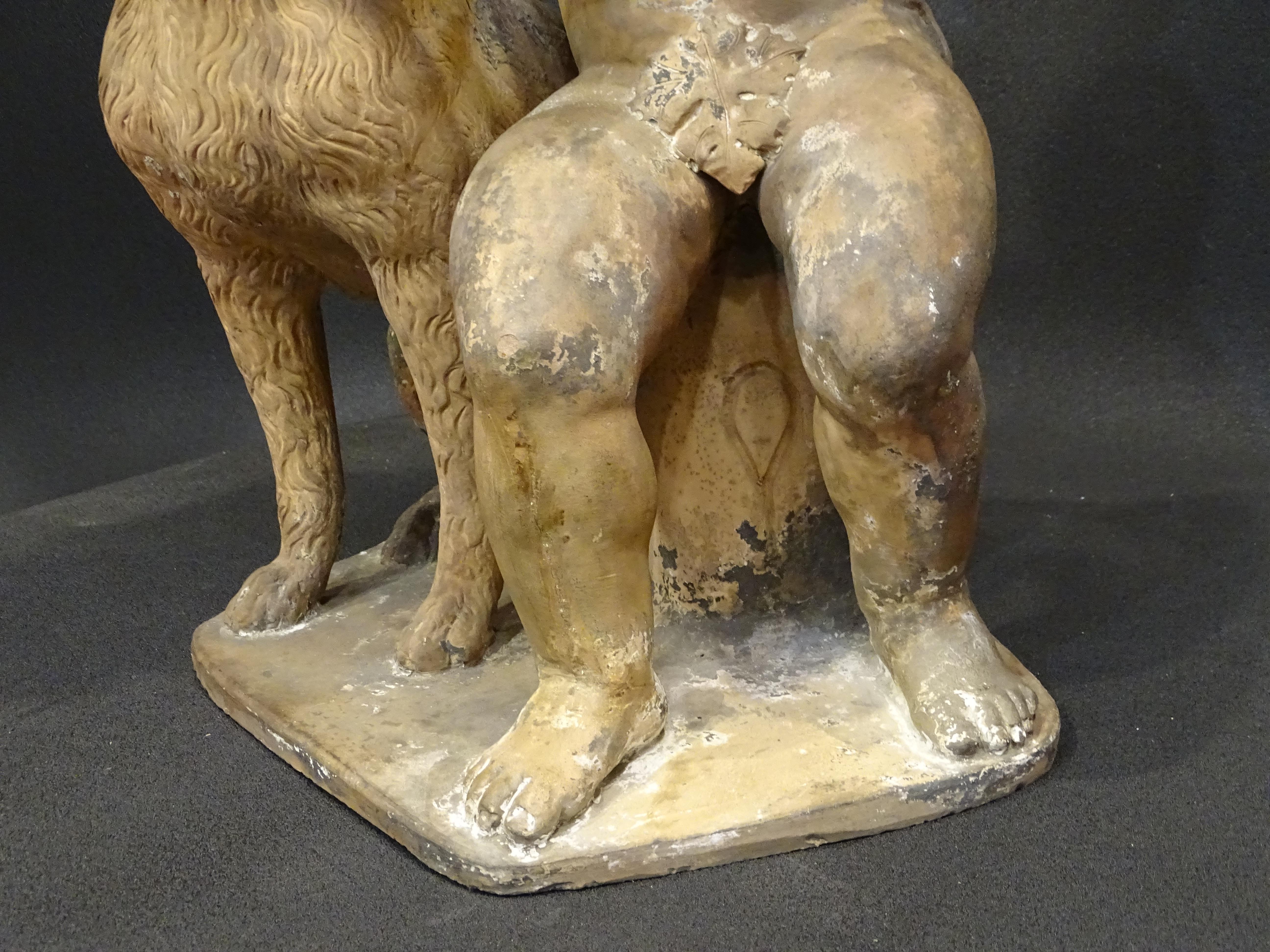 Late 18th Century 18th Century French Terracotta Sculpture, Child with Dog