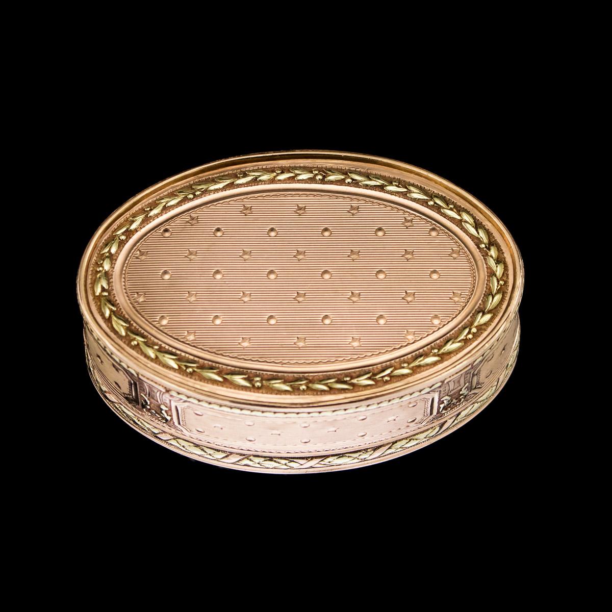 18th Century and Earlier 18th Century French Three-Color 18-Karat Gold Snuff Box, circa 1785