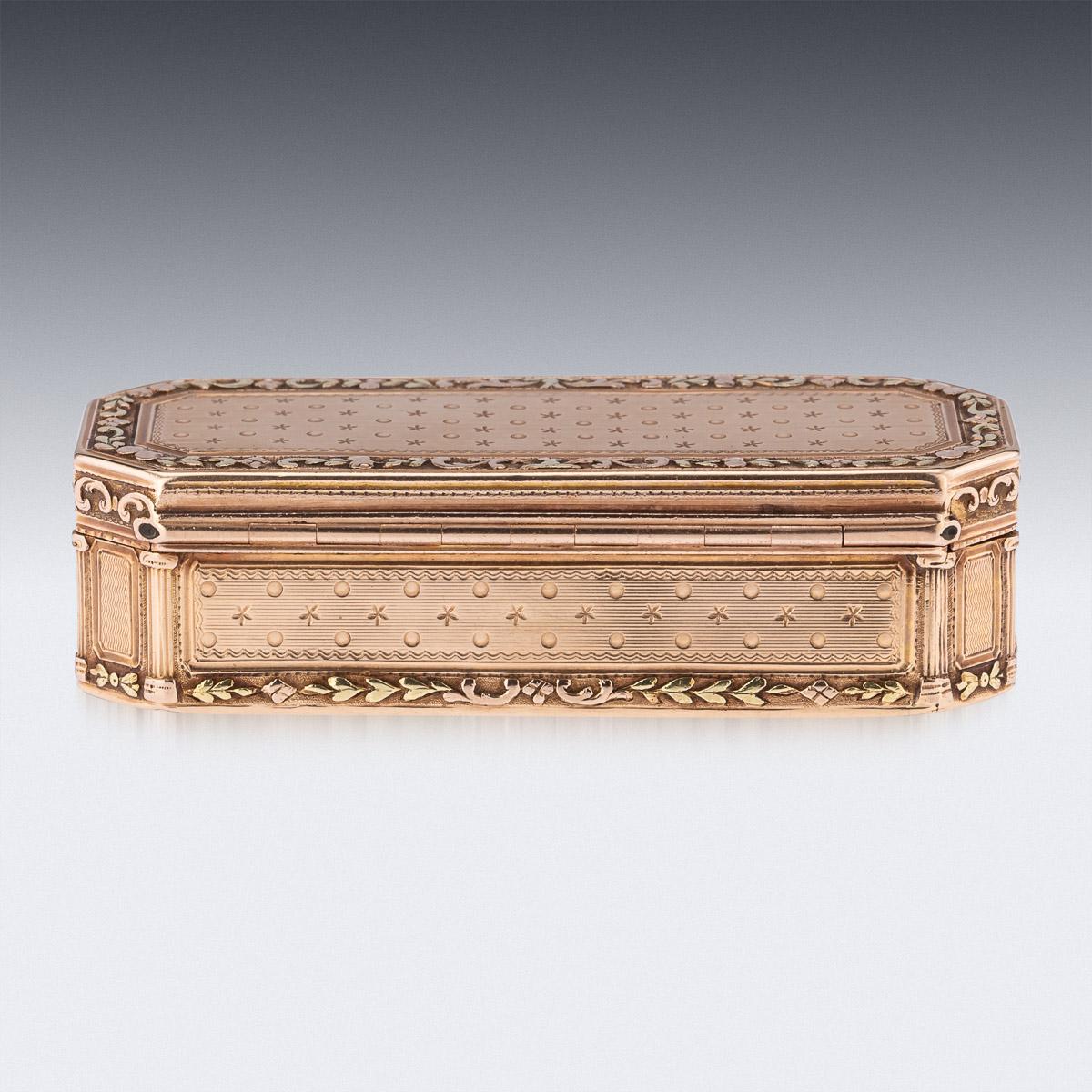 18th Century French Three-Colour 18K Gold Snuff Box, c.1780  In Good Condition In Royal Tunbridge Wells, Kent