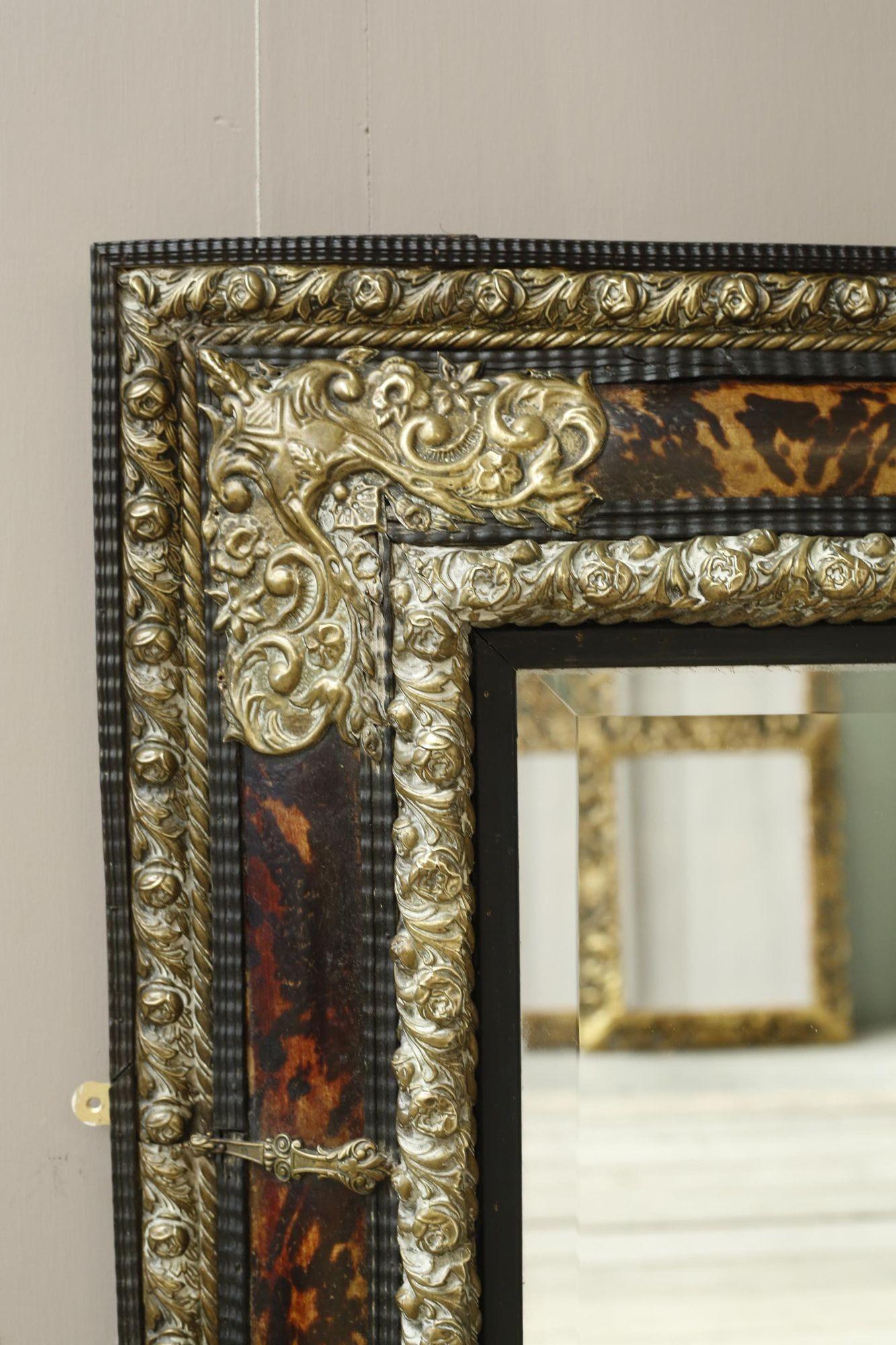18th century French Tortoise shell cushion mirror In Good Condition In Malton, GB