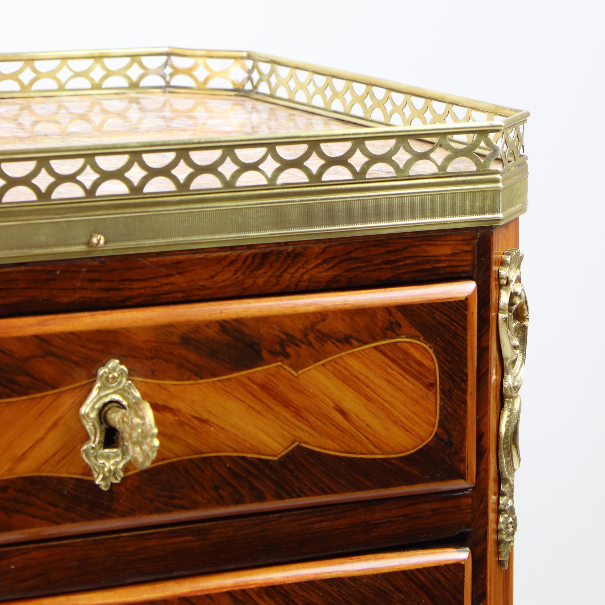 18th Century French Transition/Louis XVI Marquetry Side Table/Table Chiffonière 5