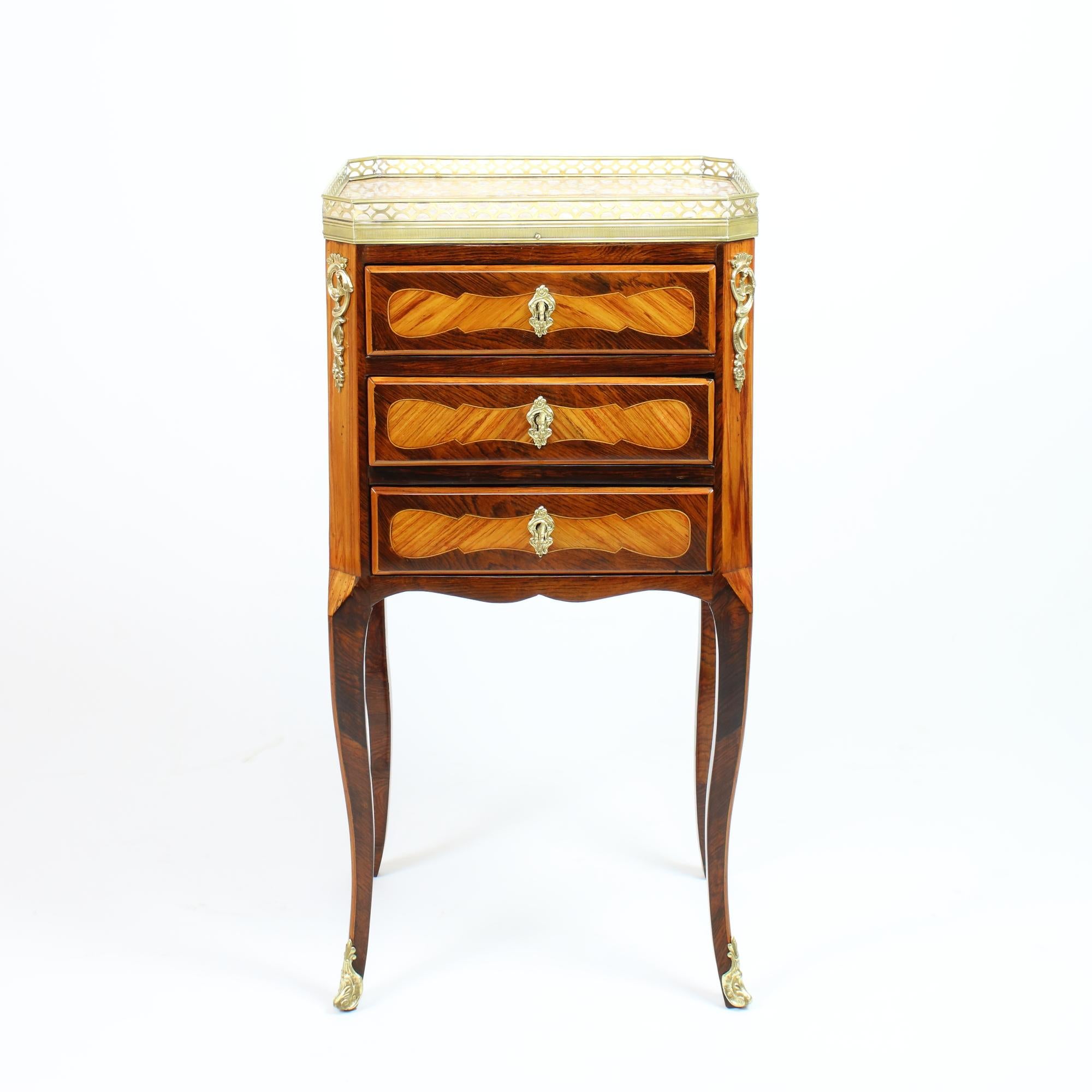 18th Century French Transition/Louis XVI Marquetry Side Table/Table Chiffonière

An excellent Transition Period/Louis XV side table, a so-called  