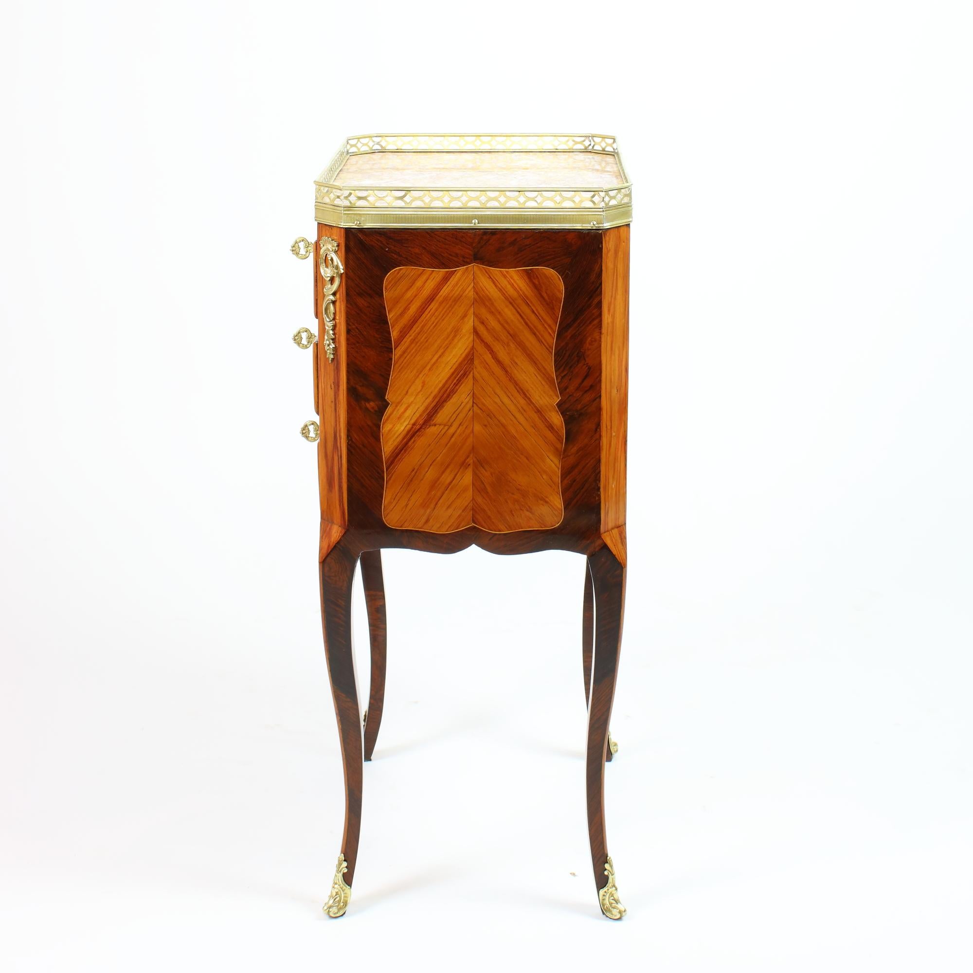 18th Century French Transition/Louis XVI Marquetry Side Table/Table Chiffonière 1