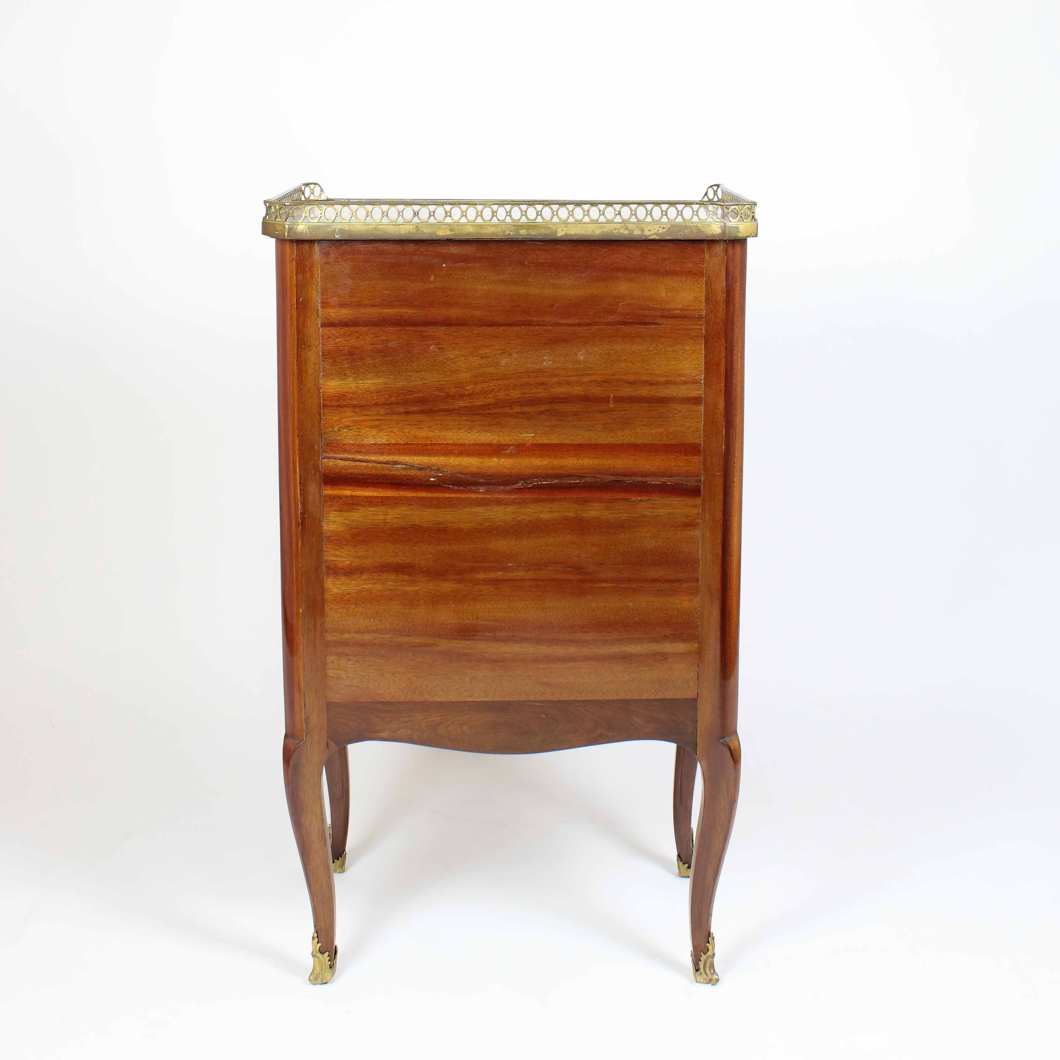 Bronze 18th Century French Transition Louis XVI Small Writing Cabinet Meuble Ecritoire For Sale