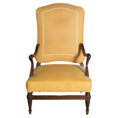 18th Century French Transition Period Walnut Armchair with Scrolling Arms