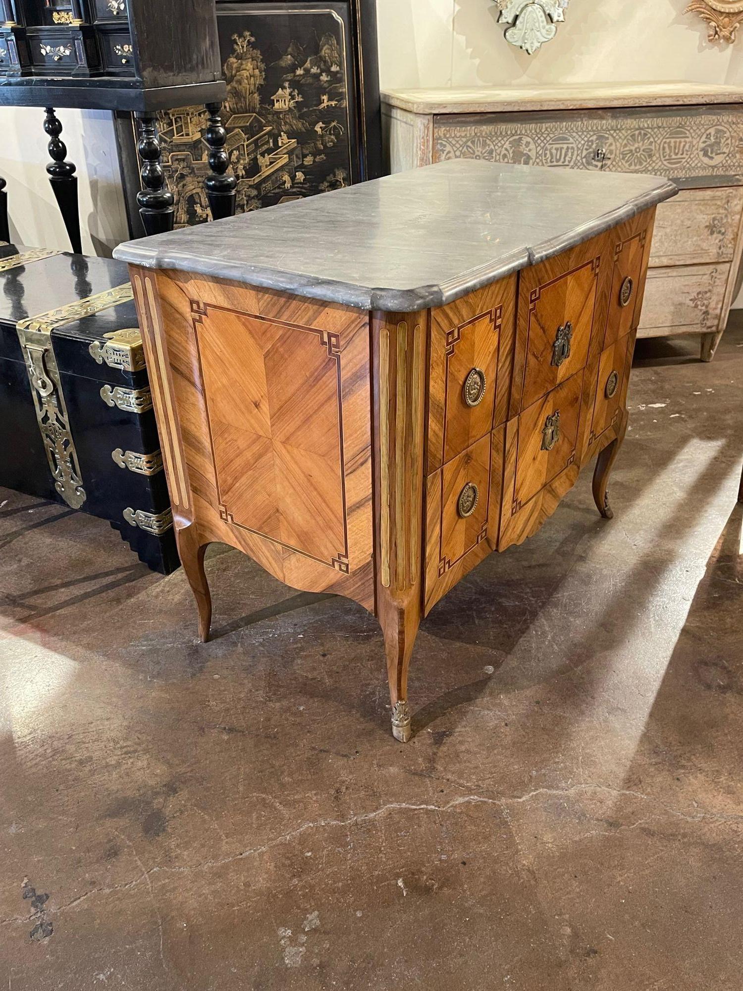 18th Century French Transitional Inlaid Walnut Commode 3