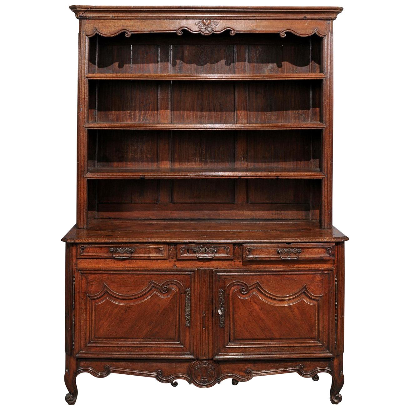 18th Century French Transitional Louis XV & Louis XVI Oak Vaisellier For Sale