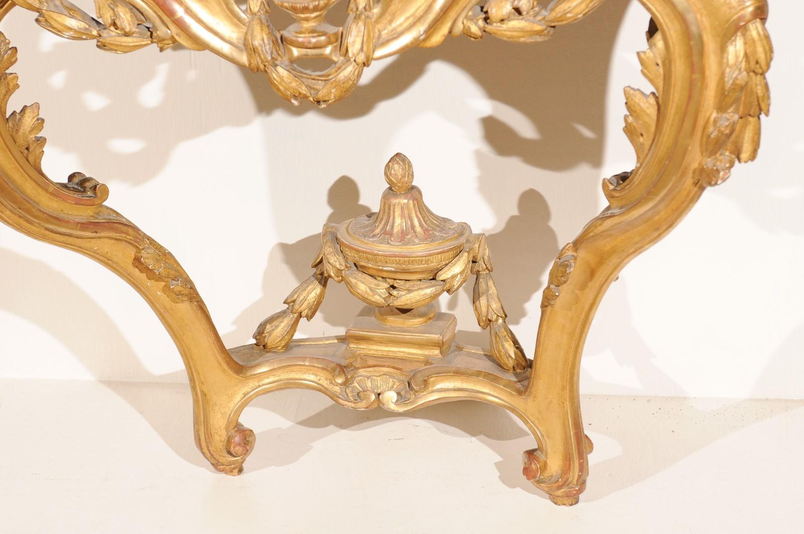 18th Century French Transitional Louis XV/XVI Wall-Mounted Giltwood Console  For Sale 5