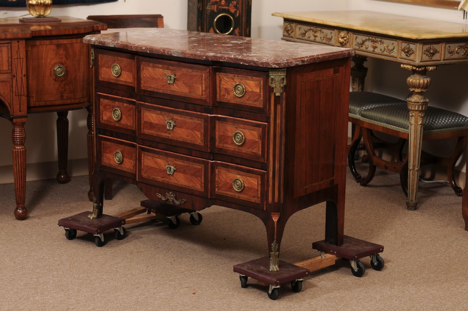 18th Century French Transitional XV/XVI Commode in Tulipwood/Kingwood For Sale 7