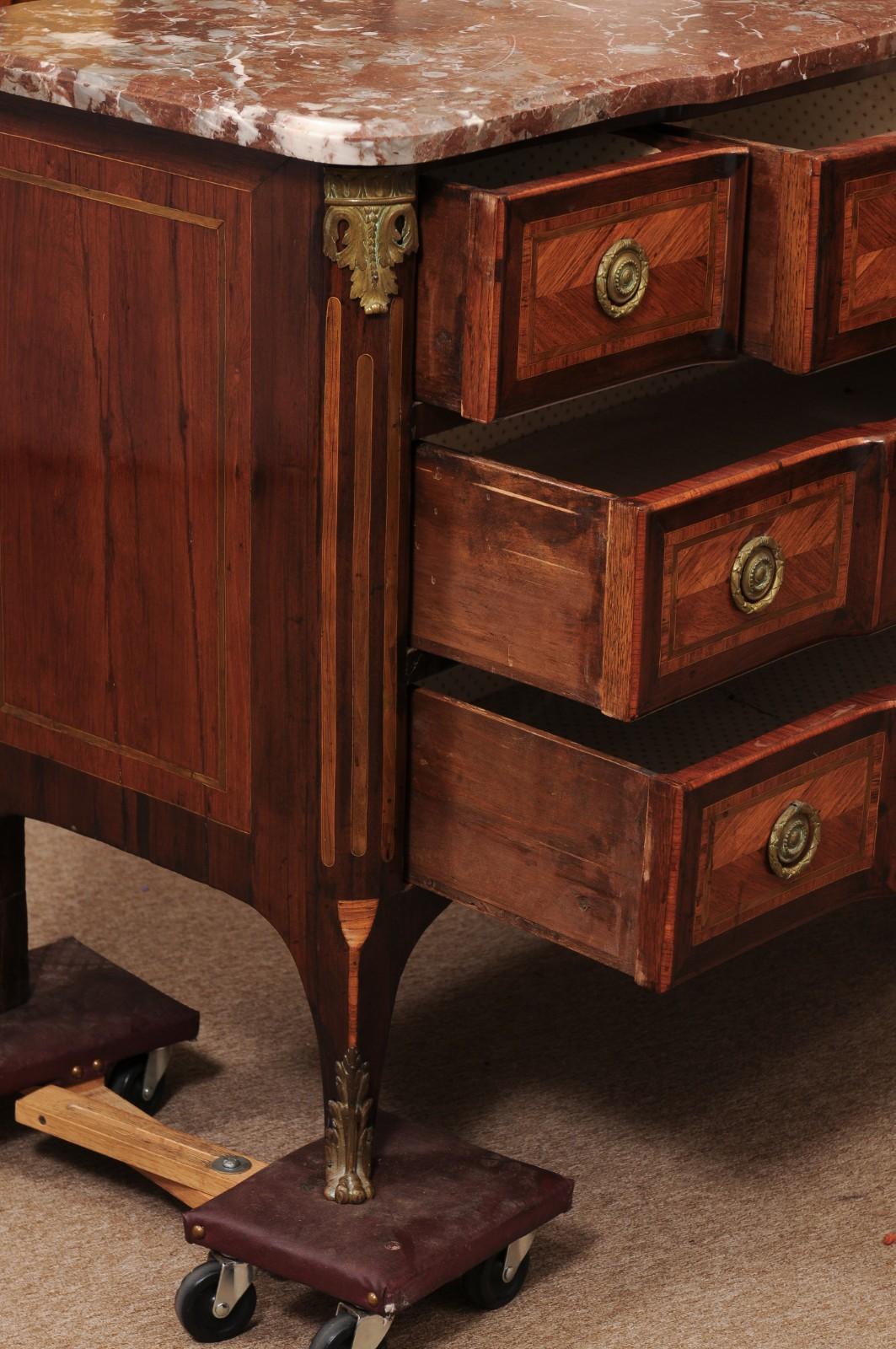 18th Century and Earlier 18th Century French Transitional XV/XVI Commode in Tulipwood/Kingwood For Sale