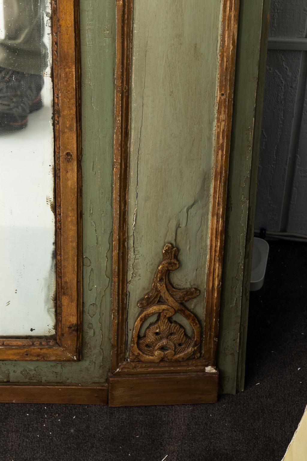 Wood 18th Century French Trumeau Mirror 