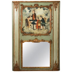 18th Century French Trumeau Mirror "Gentlemen Playing Cards"