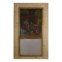Antique 18th Century French Trumeau Mirror with a Painting
