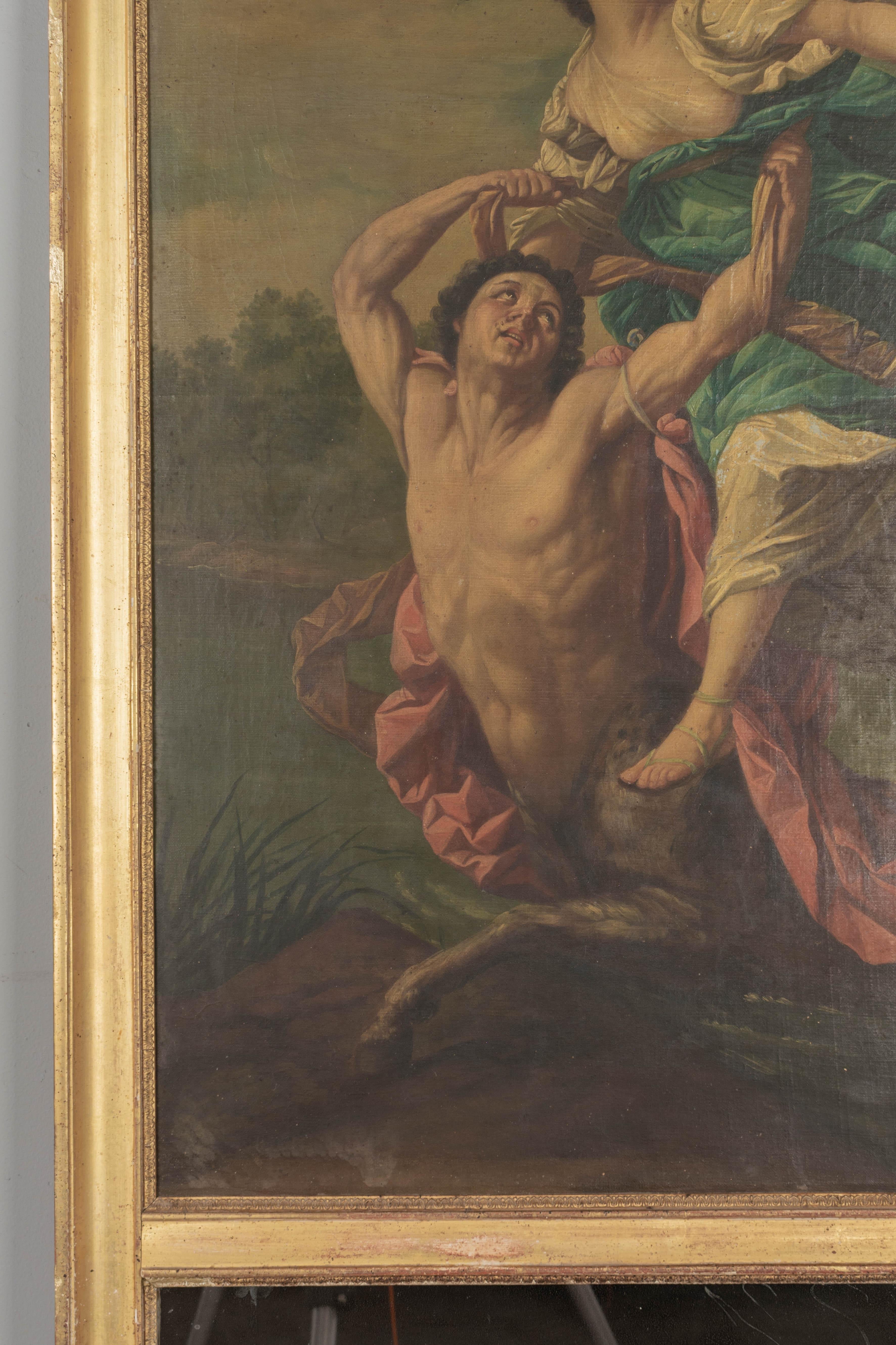 Französischer Trumeau-Spiegel des 18. Jahrhunderts mit griechischer Mythenmalerei im Angebot 4