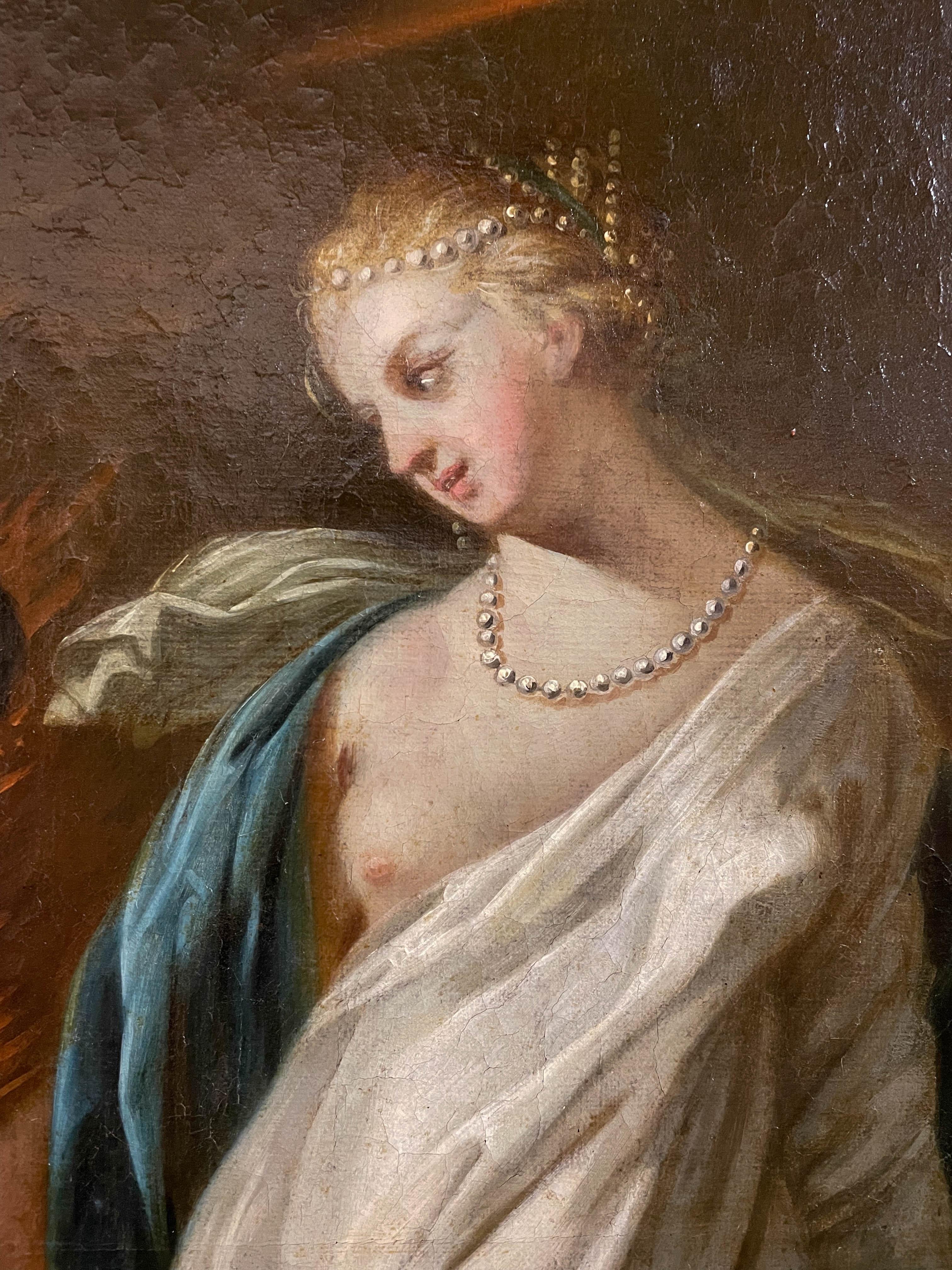 Französischer Trumeau-Spiegel des 18. Jahrhunderts mit griechischer Mythenmalerei im Angebot 5