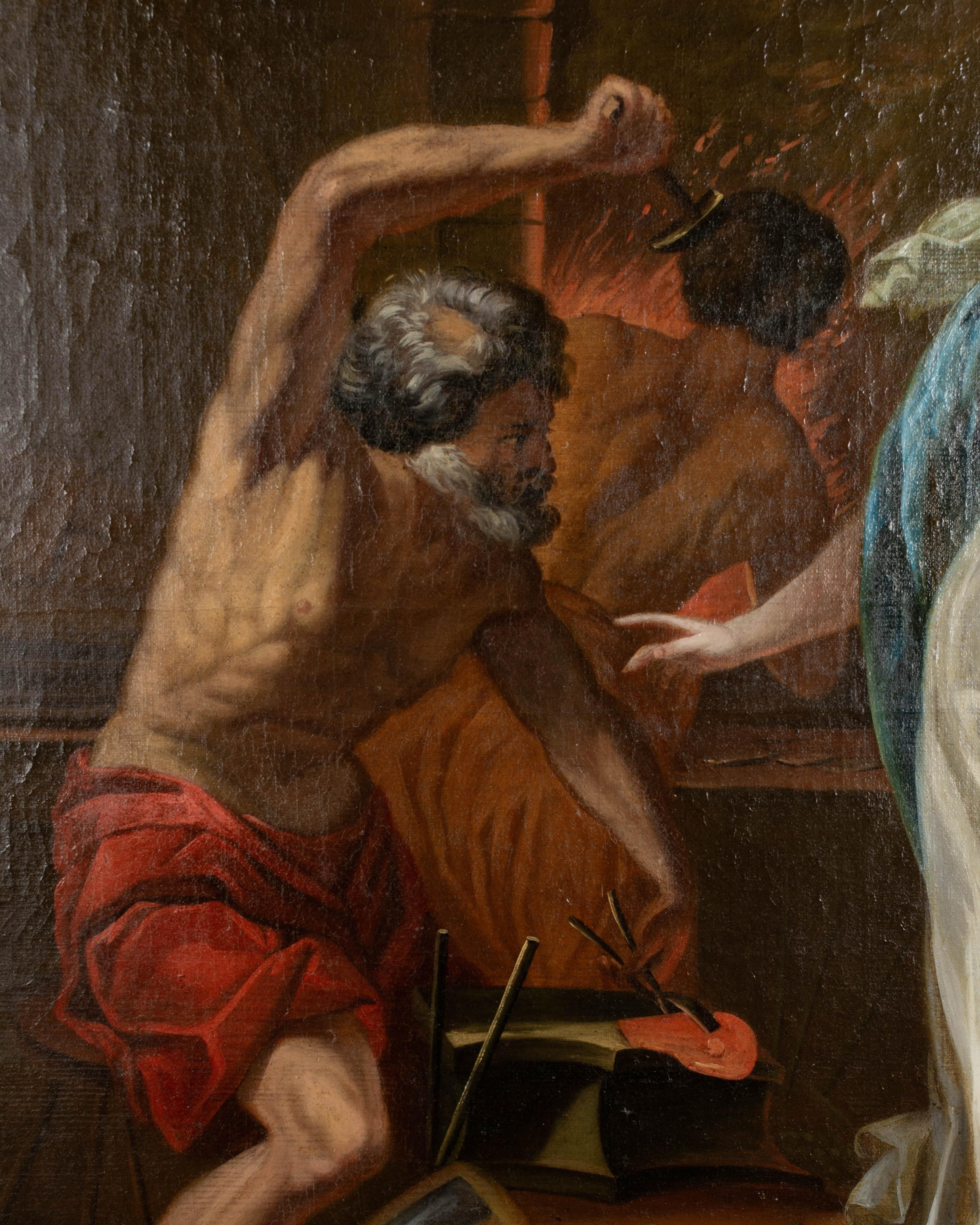 Französischer Trumeau-Spiegel des 18. Jahrhunderts mit griechischer Mythenmalerei im Angebot 6