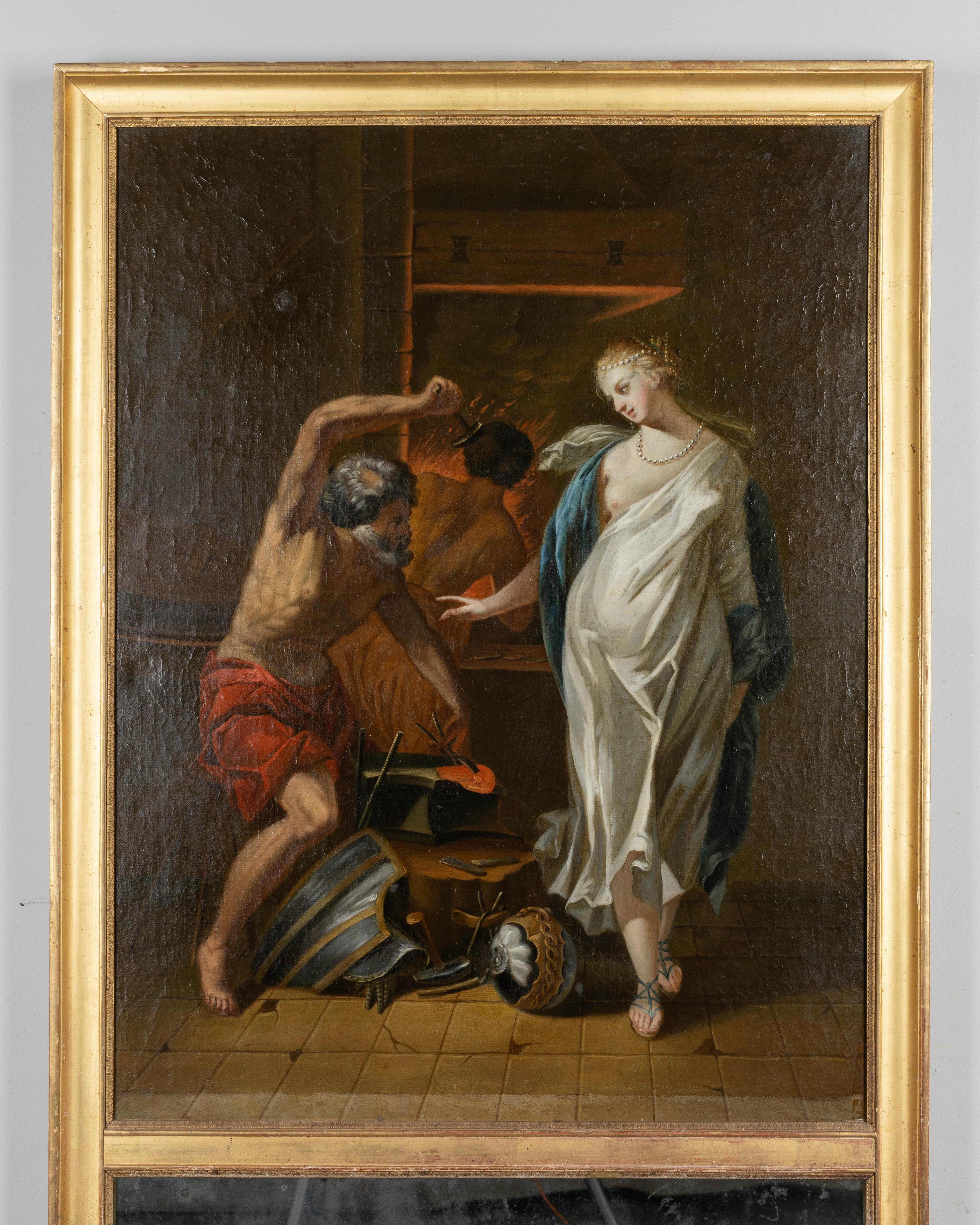 Französischer Trumeau-Spiegel des 18. Jahrhunderts mit griechischer Mythenmalerei (Louis XVI.) im Angebot