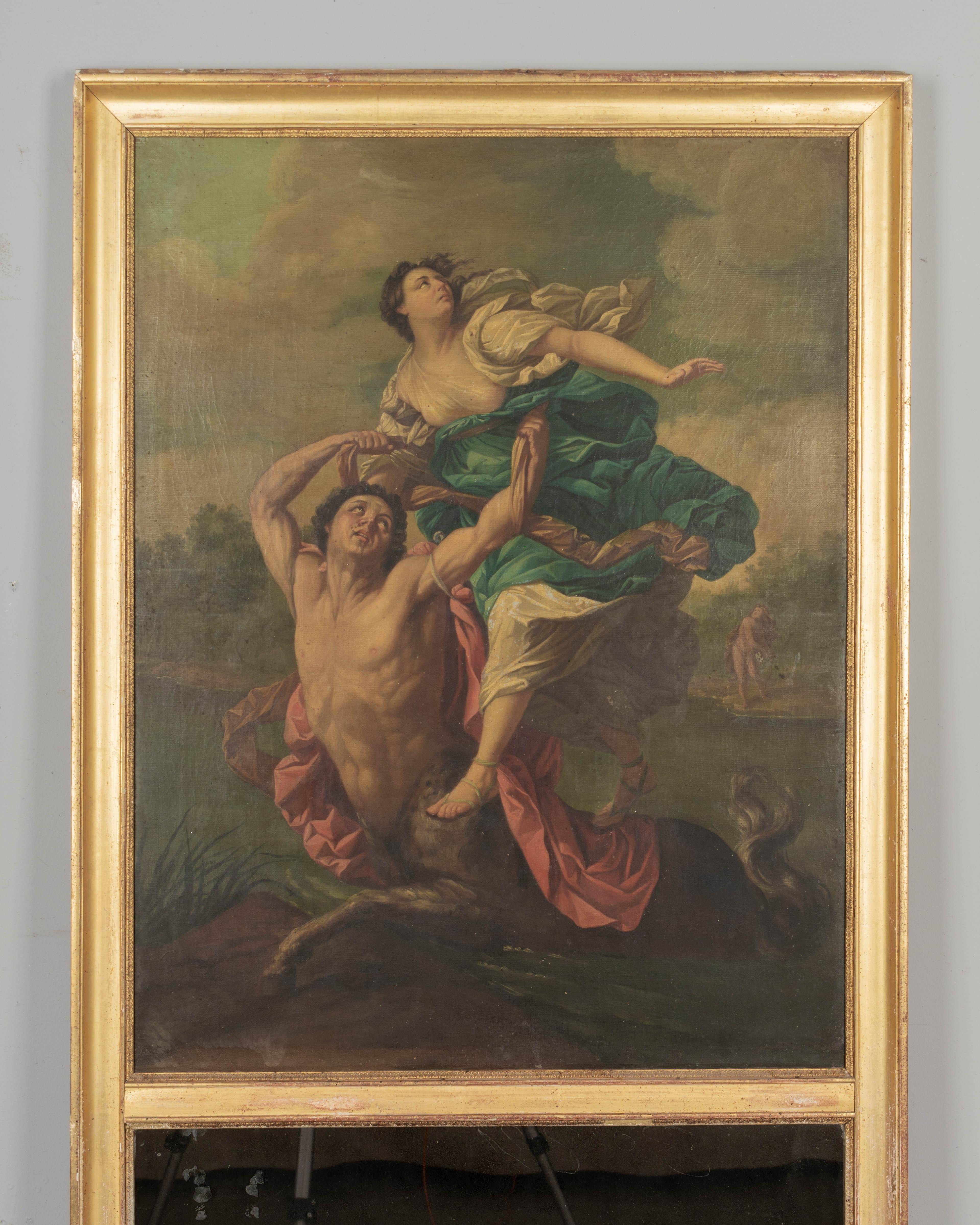 Französischer Trumeau-Spiegel des 18. Jahrhunderts mit griechischer Mythenmalerei (Vergoldet) im Angebot
