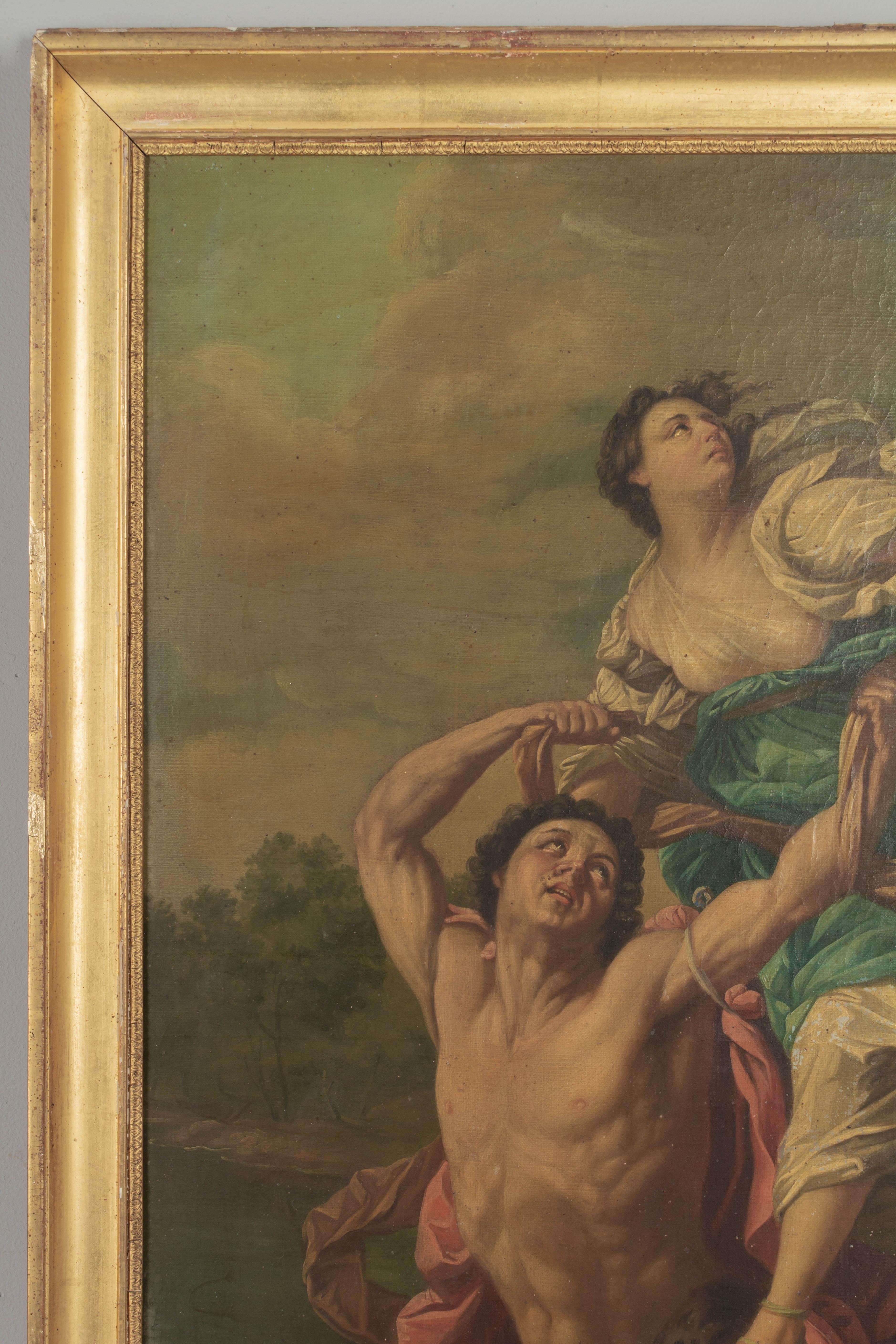 Französischer Trumeau-Spiegel des 18. Jahrhunderts mit griechischer Mythenmalerei im Angebot 1