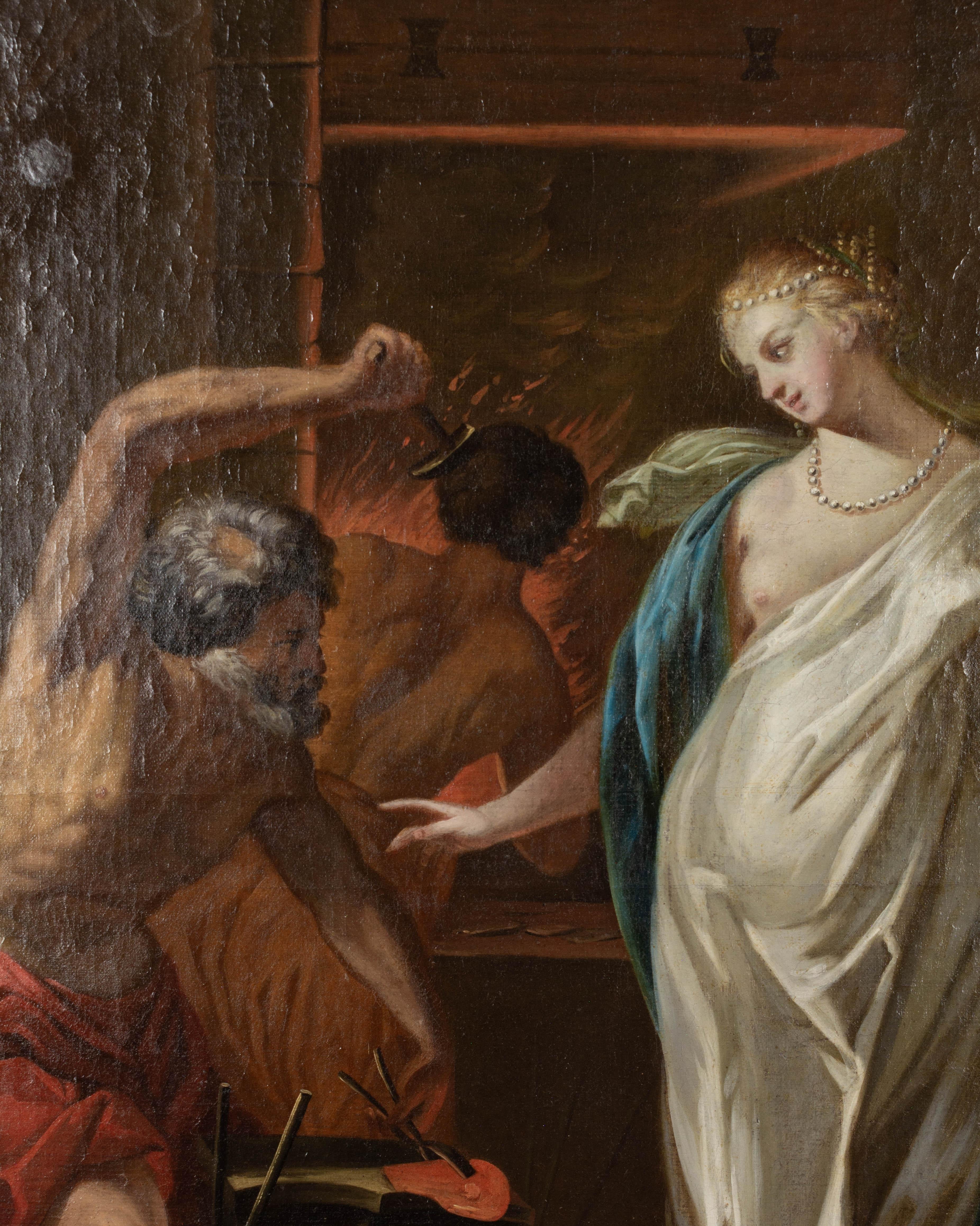 Französischer Trumeau-Spiegel des 18. Jahrhunderts mit griechischer Mythenmalerei im Angebot 3