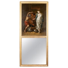 18th Century French Trumeau Mirror with Greek Myth Painting