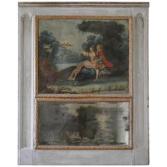 18th Century French Trumeau with Romantic Scene Oil Painting