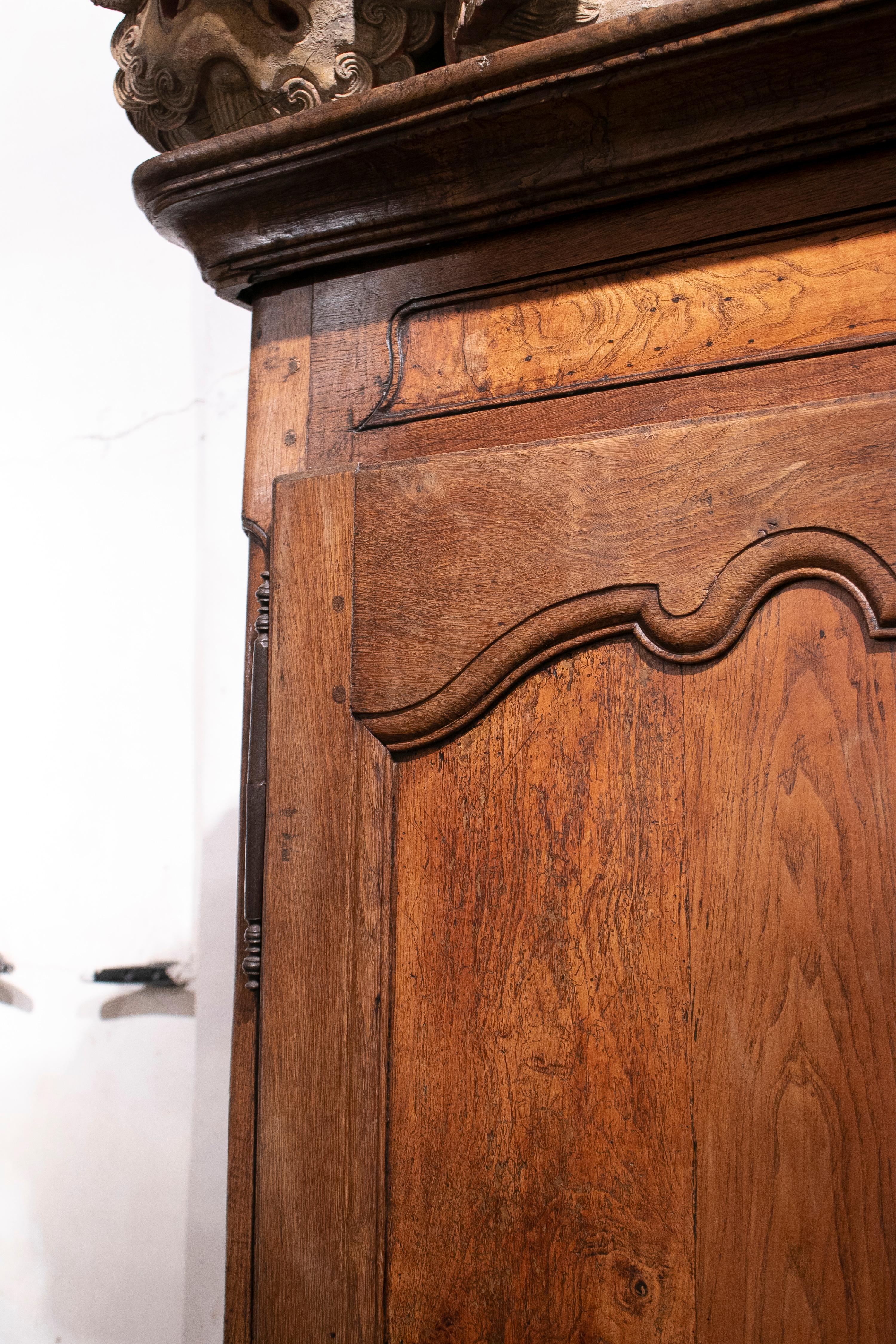 18th Century French Two Door Oak Panelled Wardrobe 6