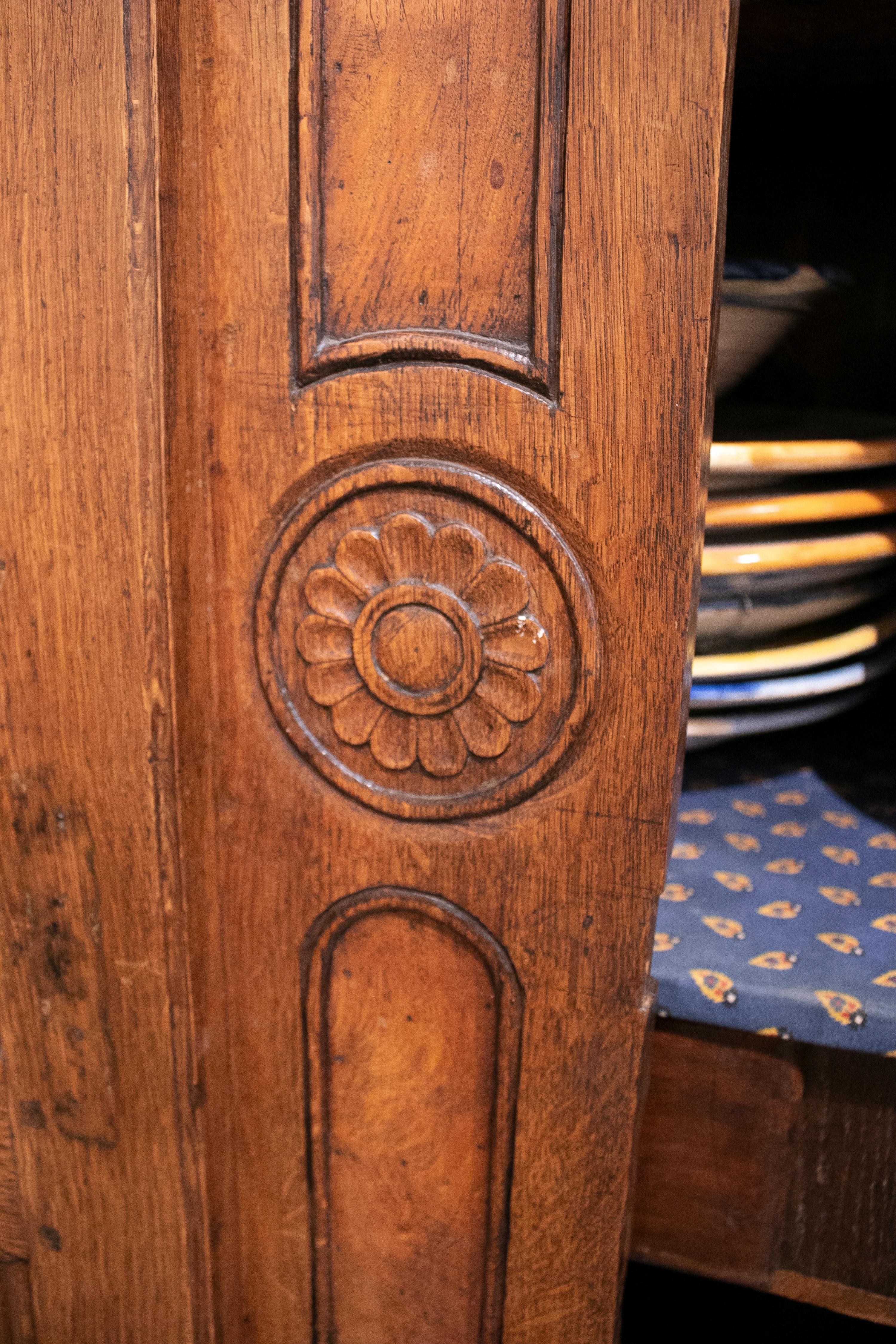 18th Century French Two Door Oak Panelled Wardrobe 7