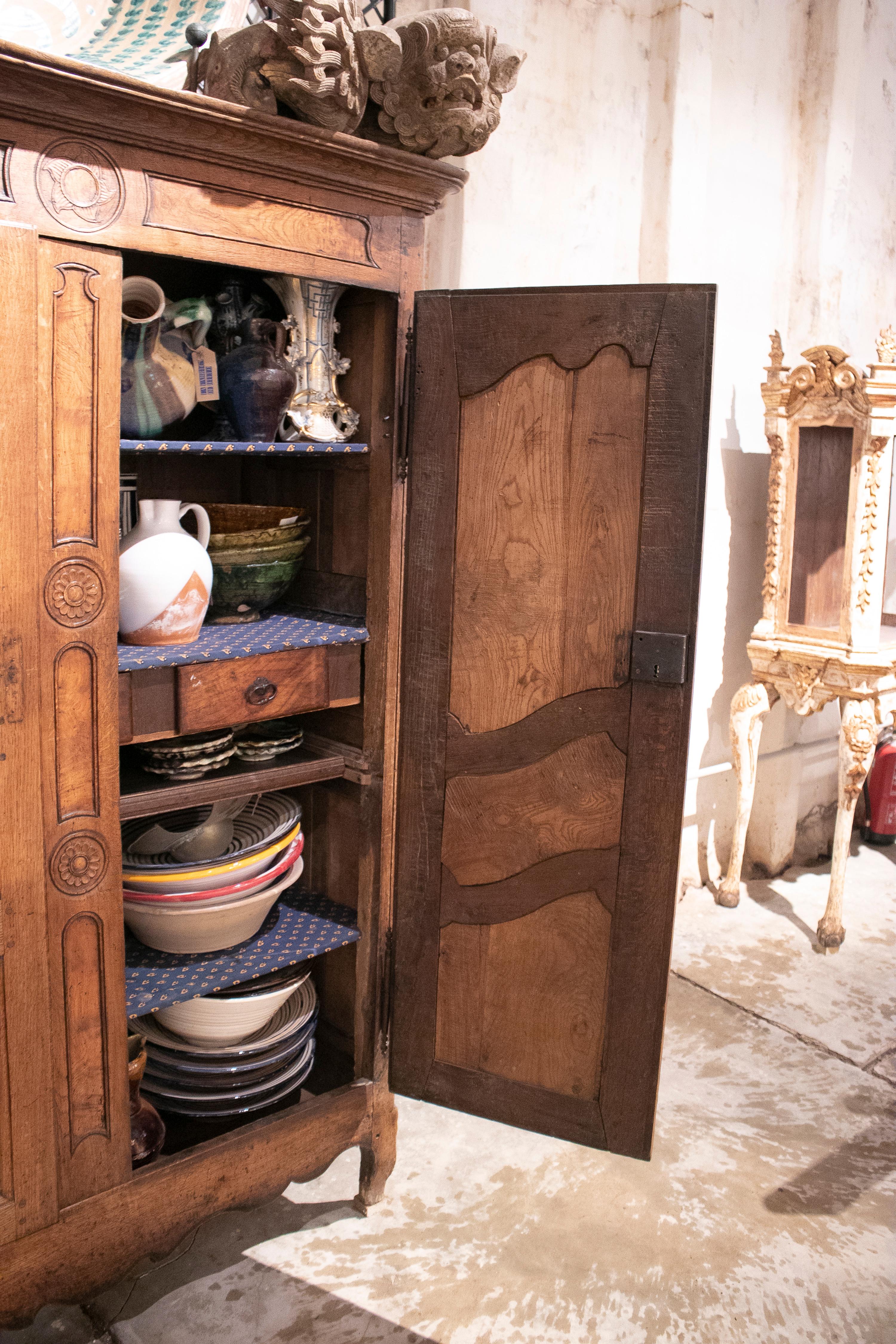 18th Century and Earlier 18th Century French Two Door Oak Panelled Wardrobe