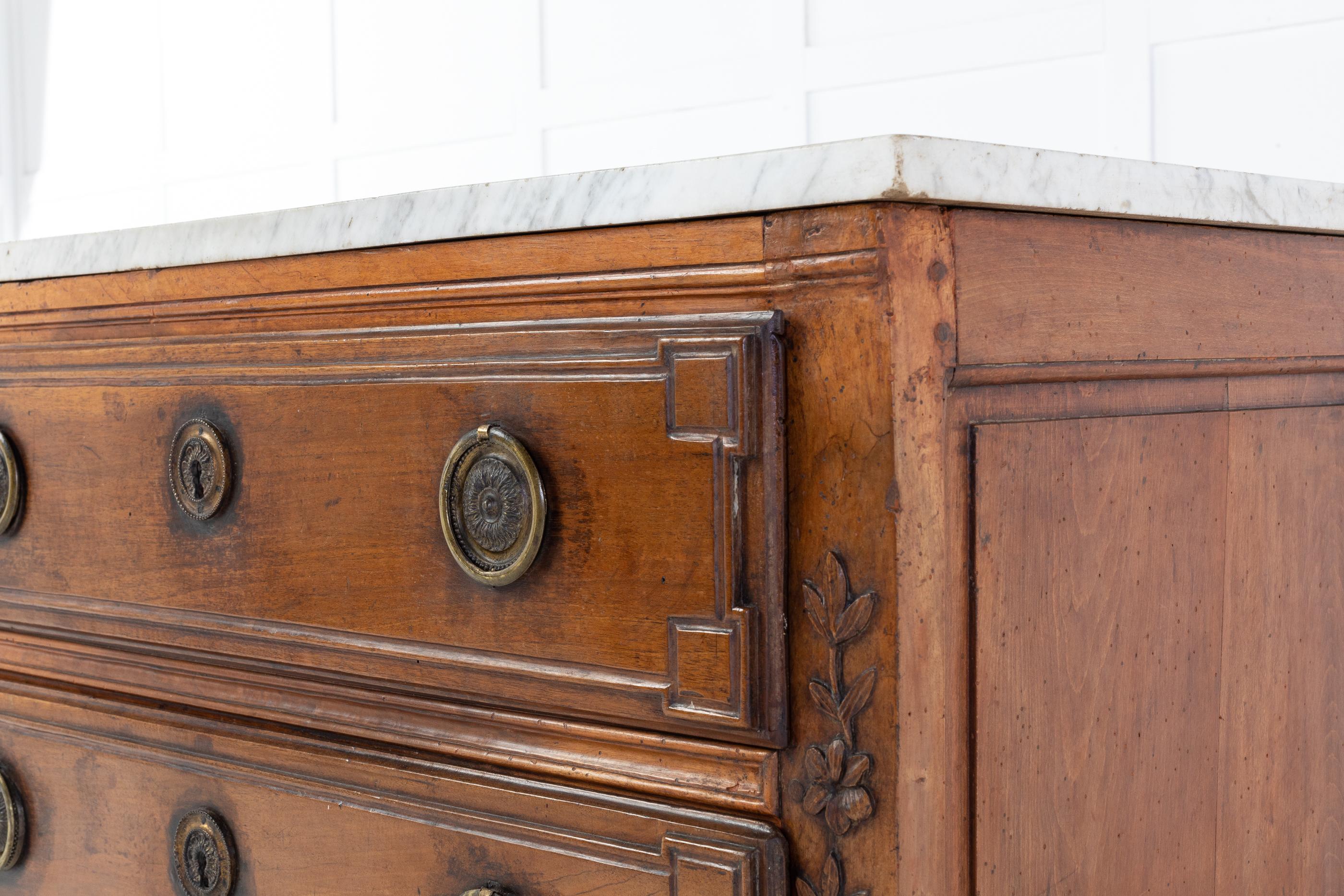 18th Century and Earlier 18th Century French Two Drawer Commode with Marble Top